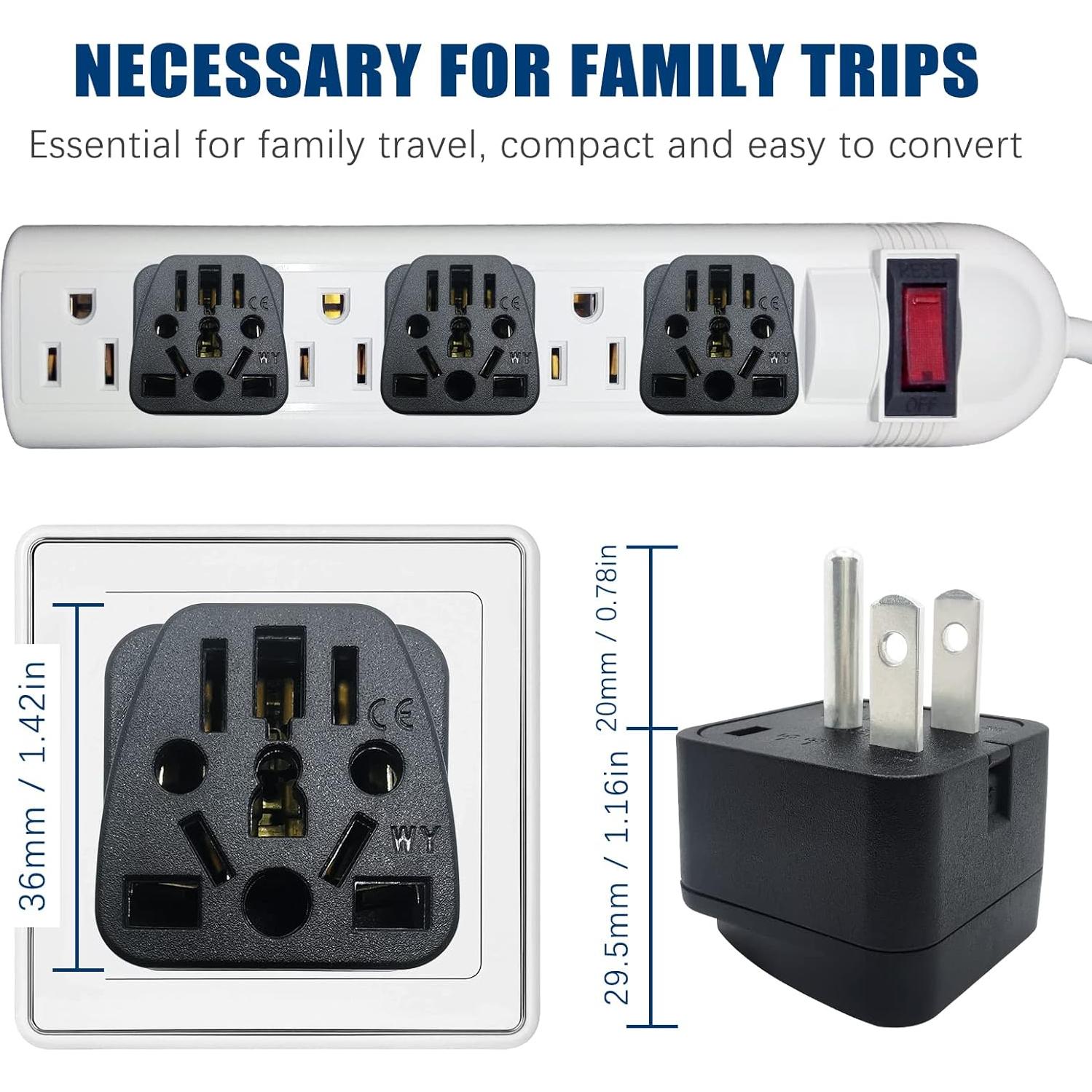 Adaptador de Enchufe de Viaje Universal XGJUCE Tipo B 2 Pcs