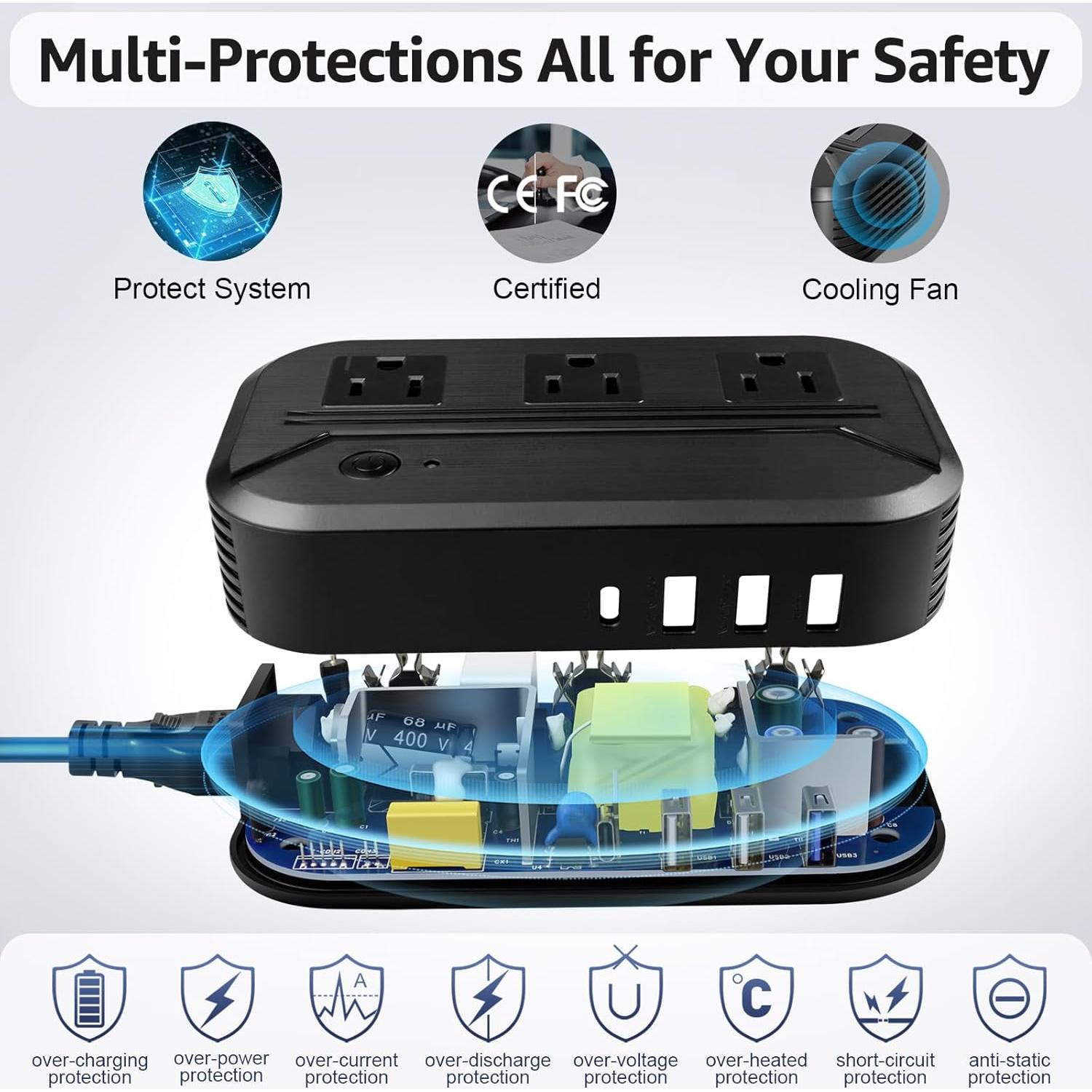 Convertidor de Voltaje 2300W AceChef 220V a 110V con USB