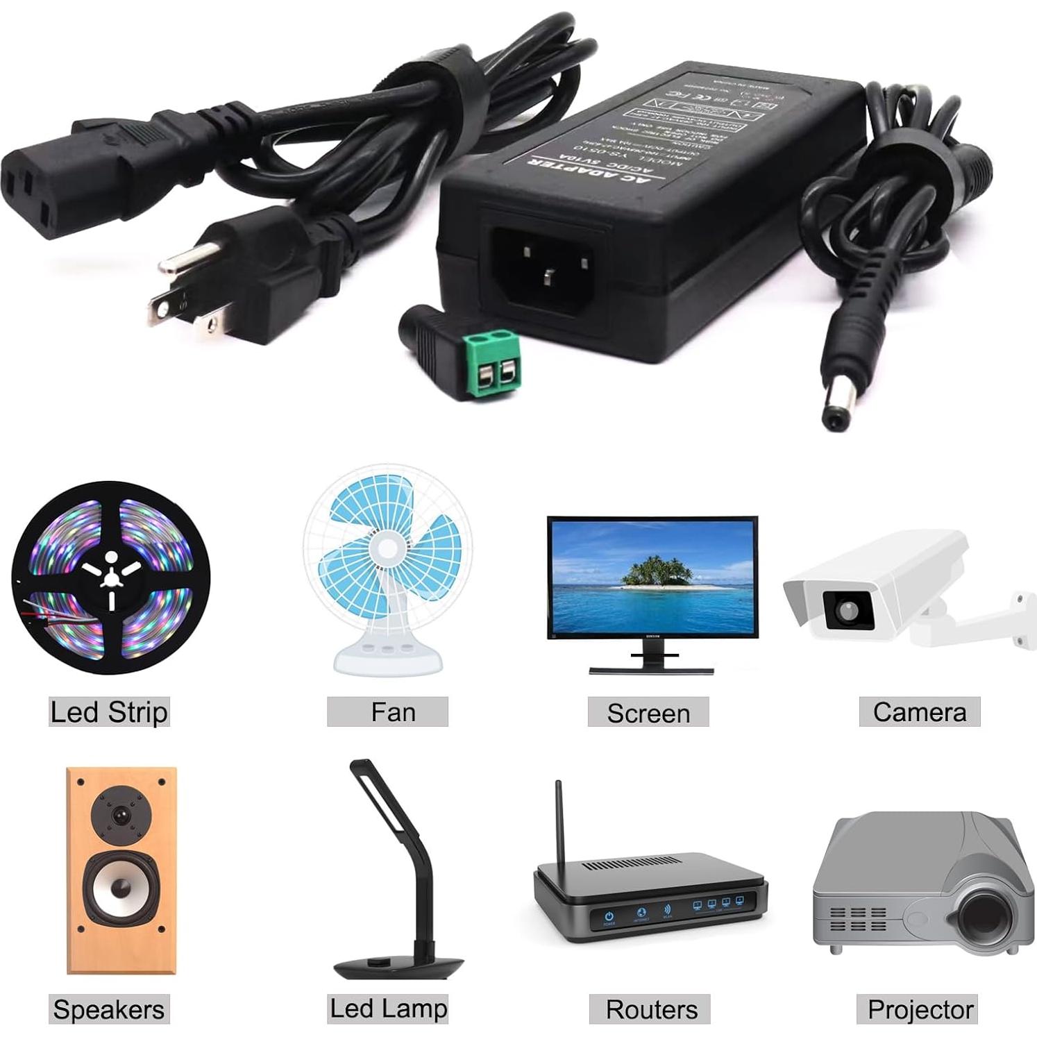 Adaptador de Corriente 5V 10A 50W ADRESUNO para Tiras LED