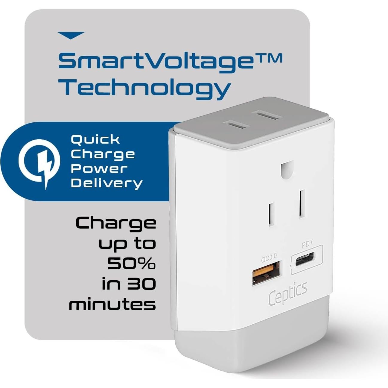 Adaptador de Enchufe Ceptics Tipo D para India y Pakistán 18W