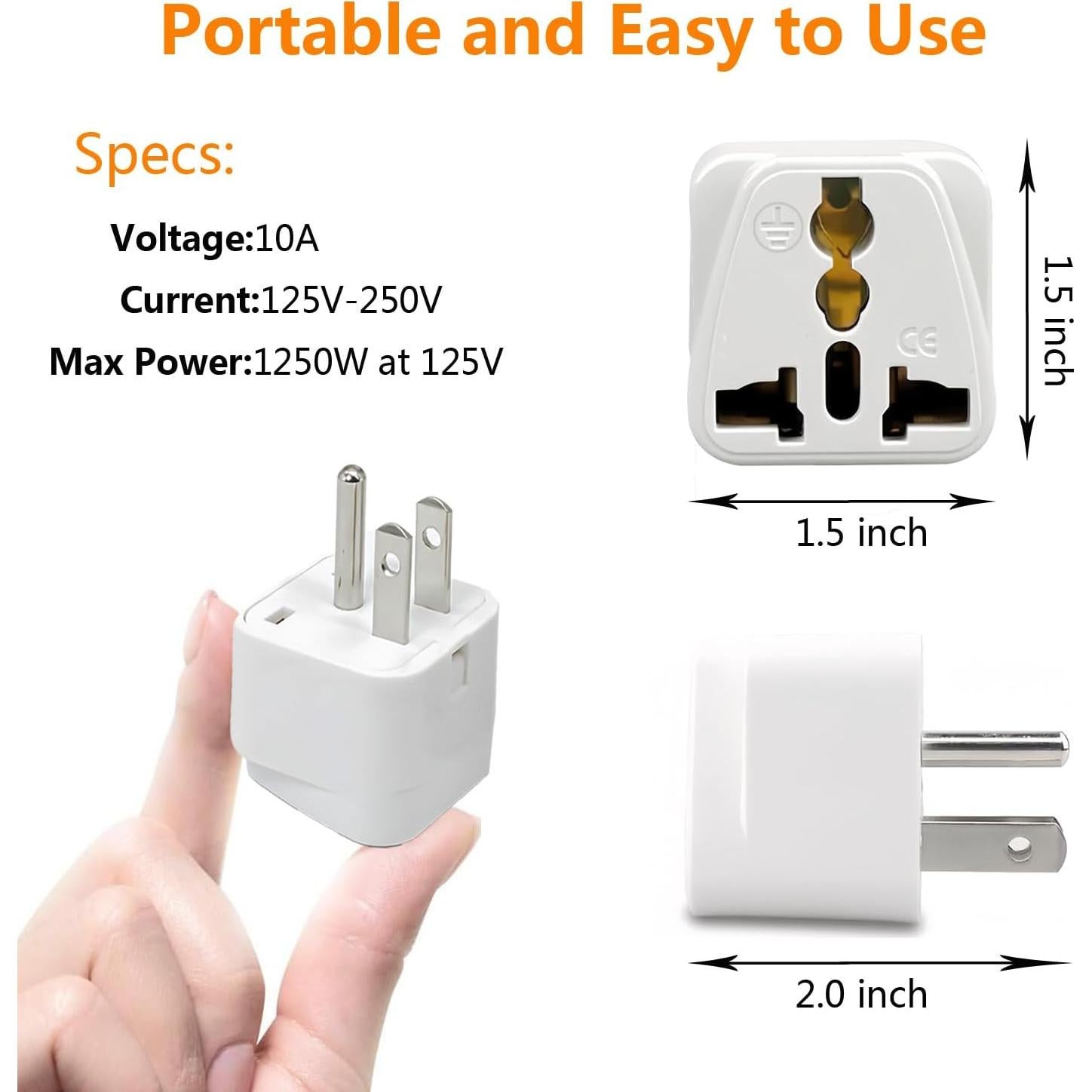 Adaptador Universal de Viaje ZwwYvv - 6 Piezas, Blanco