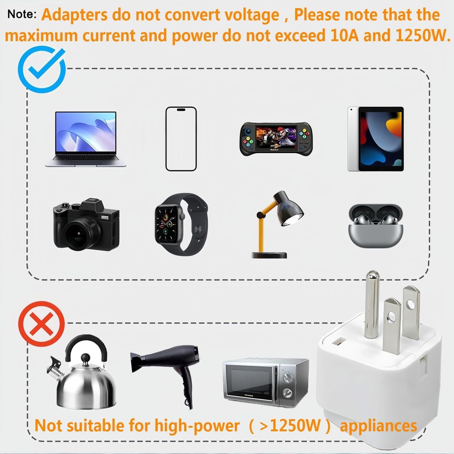 Adaptador Universal de Viaje ZwwYvv - 6 Piezas, Blanco