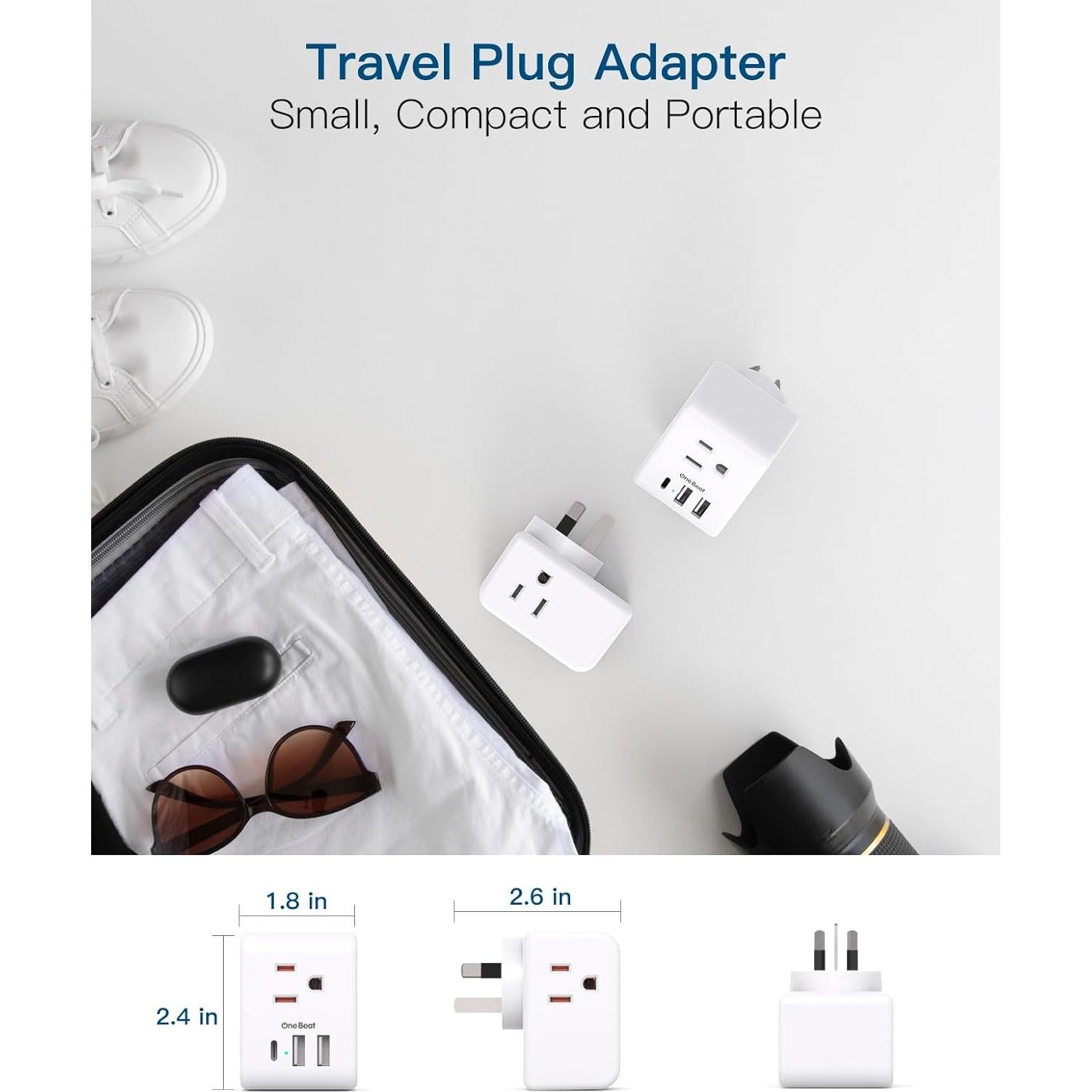 Adaptador de Enchufe Tipo I One Beat con 3 USB y 3 Salidas