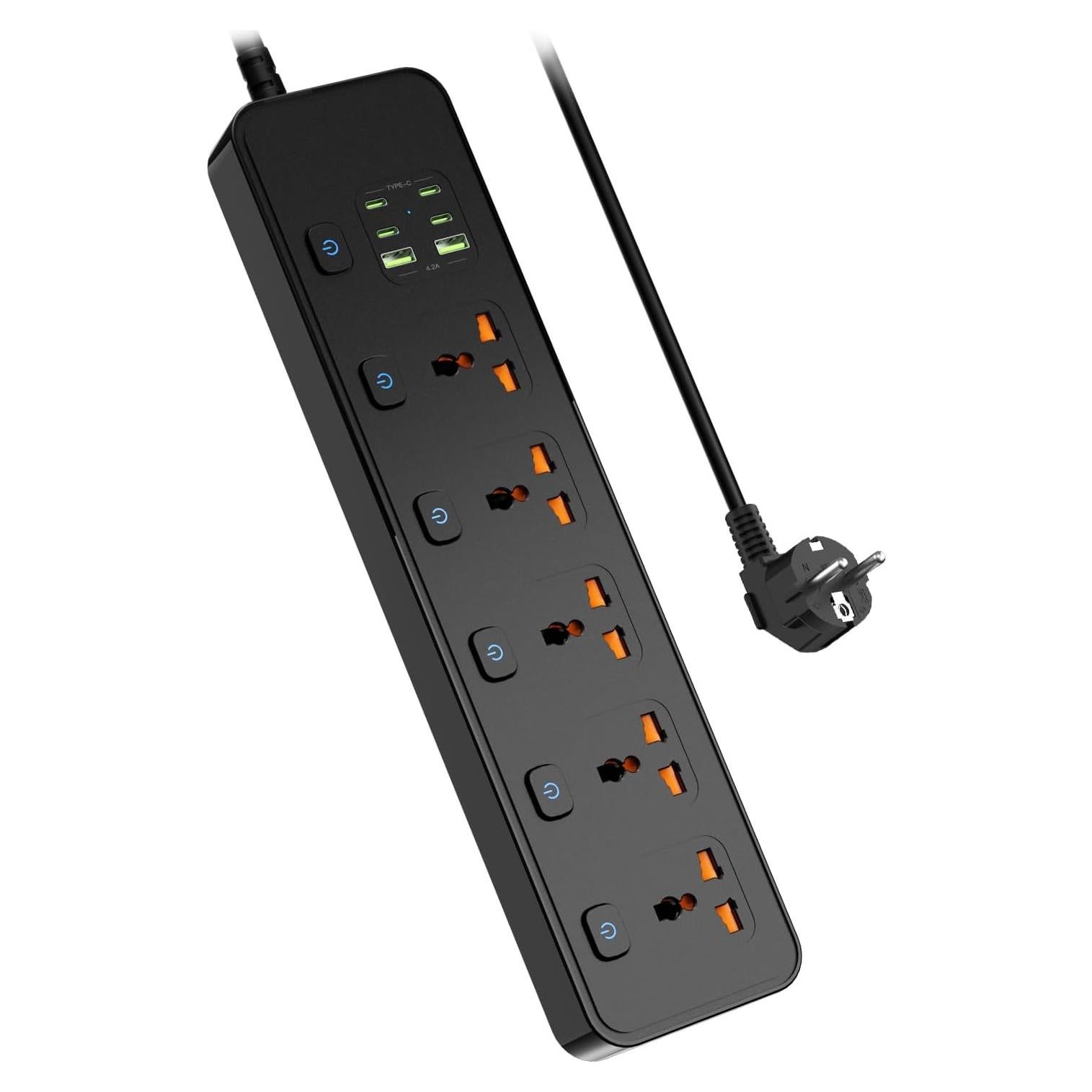 Regleta de Poder Universal SIYOMG 11 en 1 con USB y 6 pies