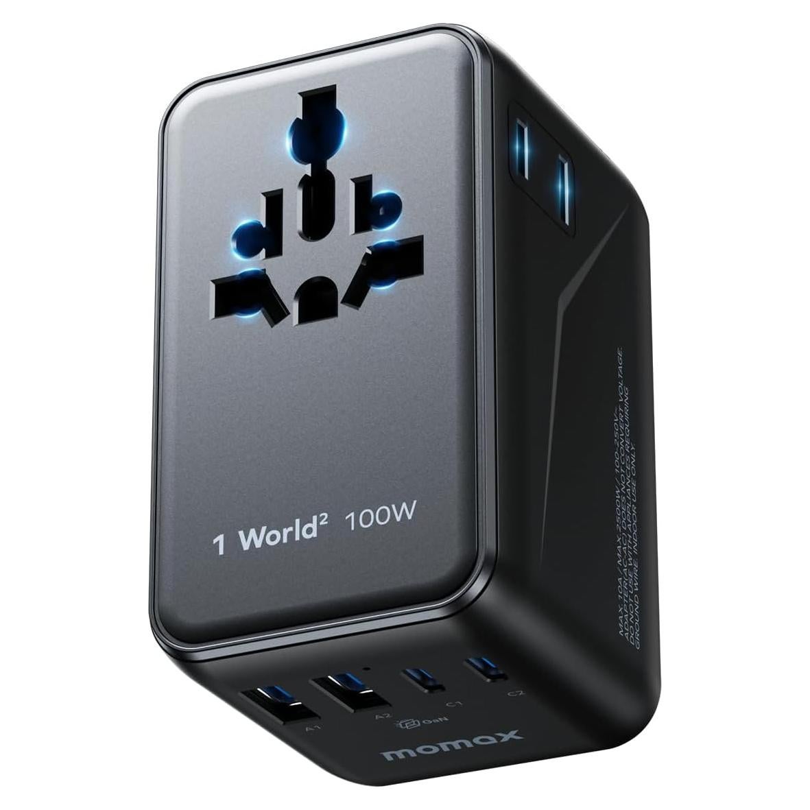 Adaptador de Viaje Universal MOMAX 100W 6 Puertos Carga Rápida