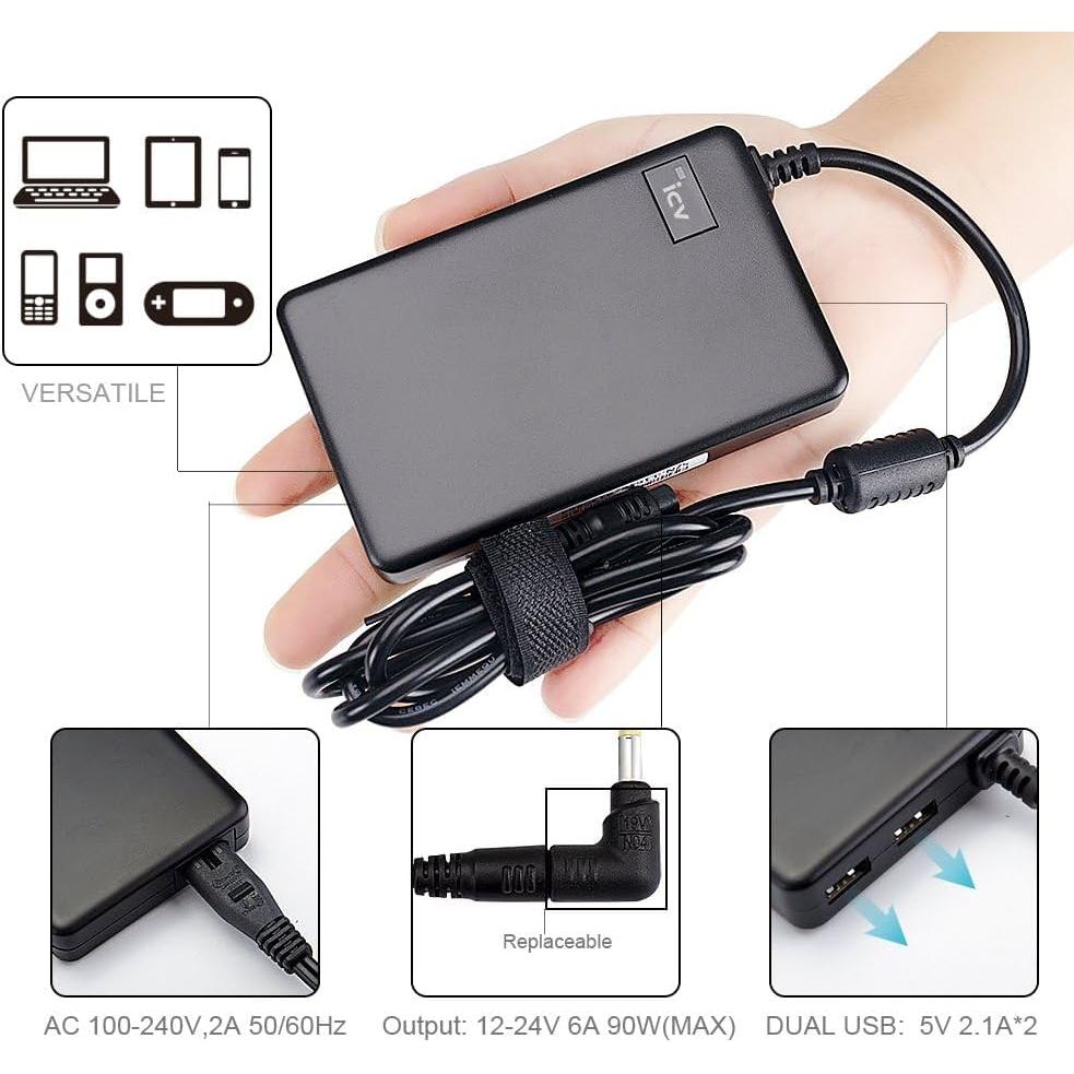Cargador Universal 90W para Laptop HP DELL Lenovo ASUS
