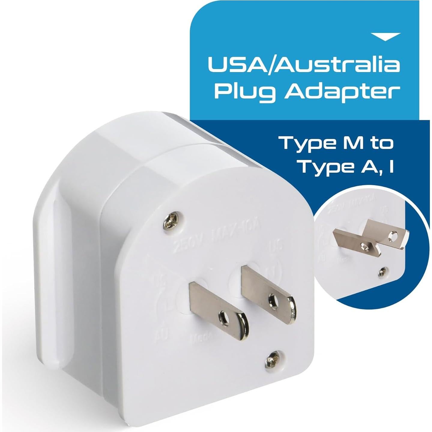 Adaptador de Enchufe Ceptics Sudáfrica a EE. UU. y Australia - Tipo M a A/I