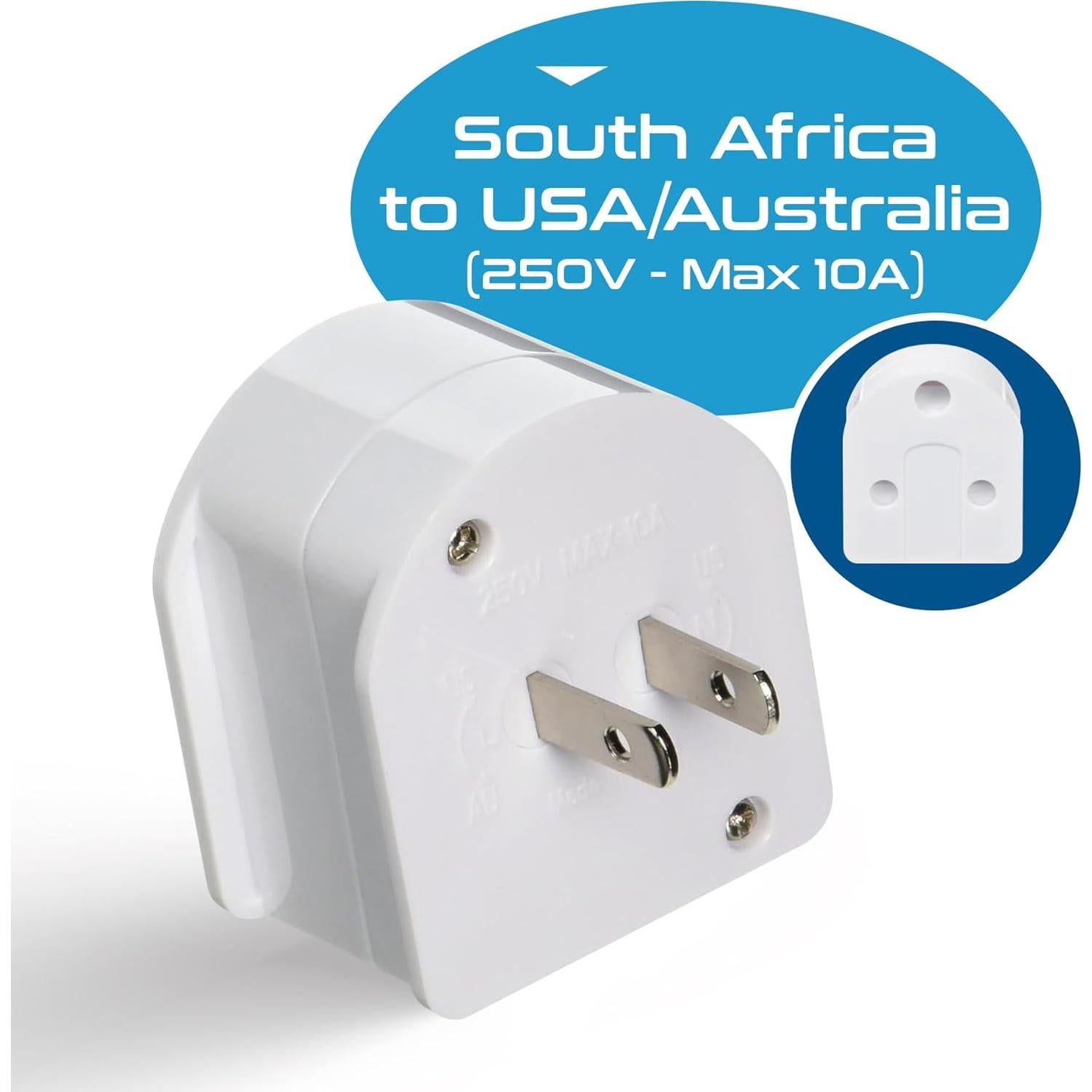 Adaptador de Enchufe Ceptics Sudáfrica a EE. UU. y Australia - Tipo M a A/I
