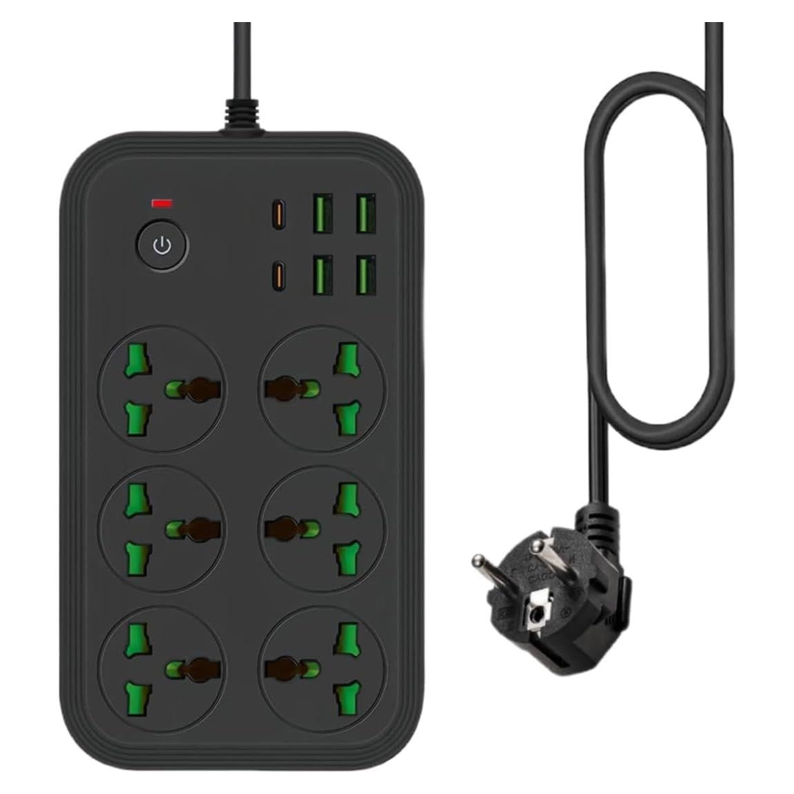 Regleta de 12 en 1 COOFINE con USB C y 6 tomas 3000W