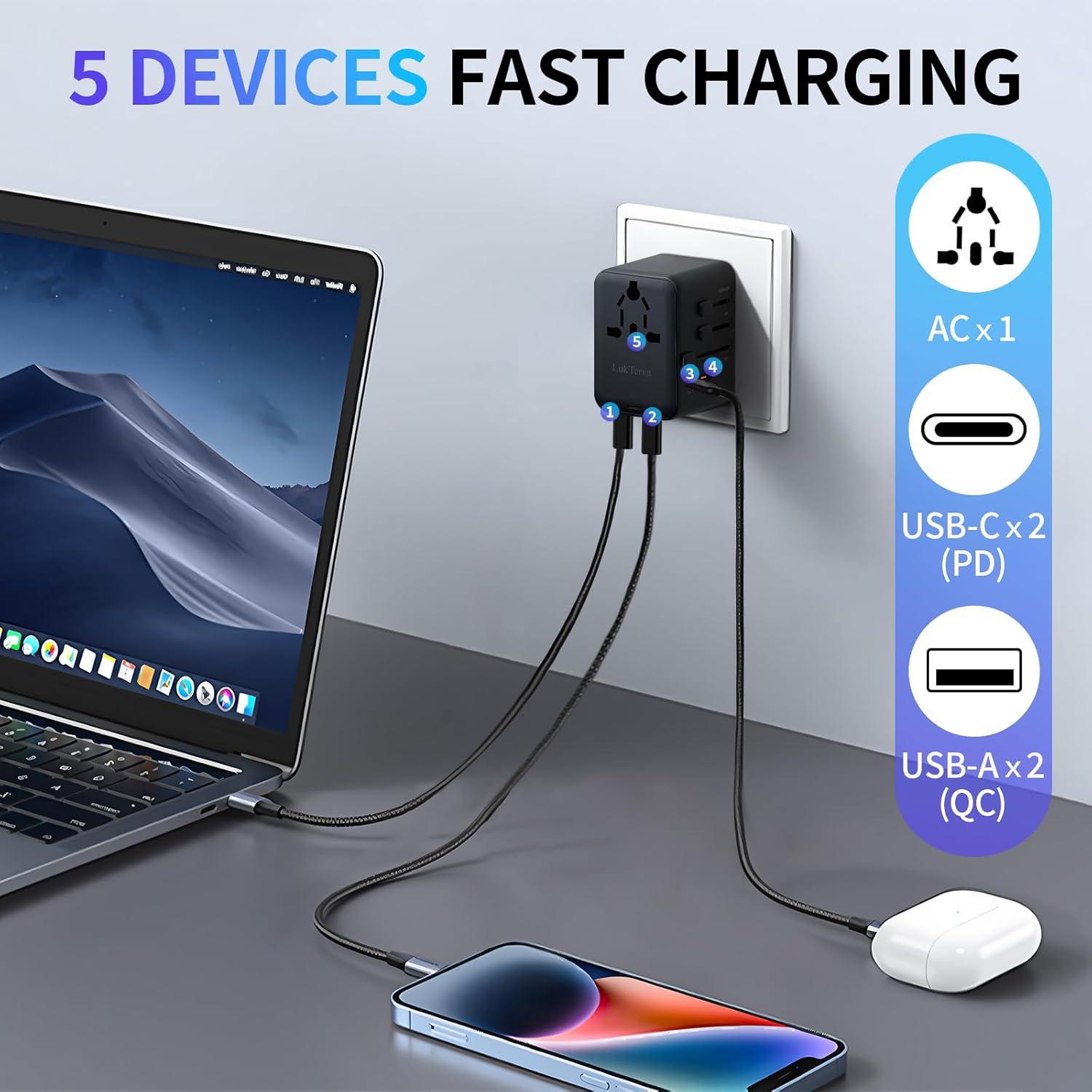 Adaptador de Viaje Universal 35W con 4 Puertos USB - Shenzhen Yeniu