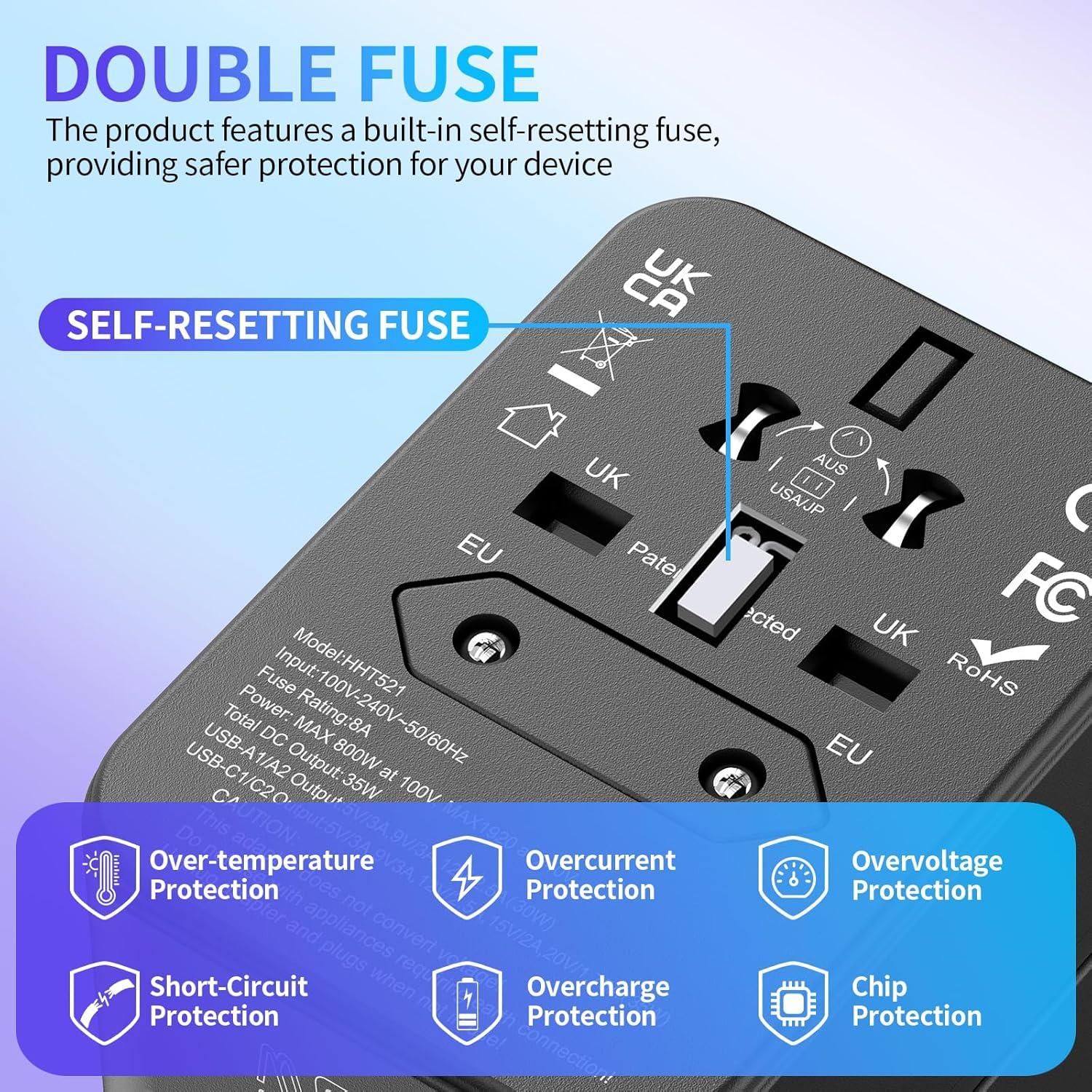 Adaptador de Viaje Universal 35W con 4 Puertos USB - Shenzhen Yeniu