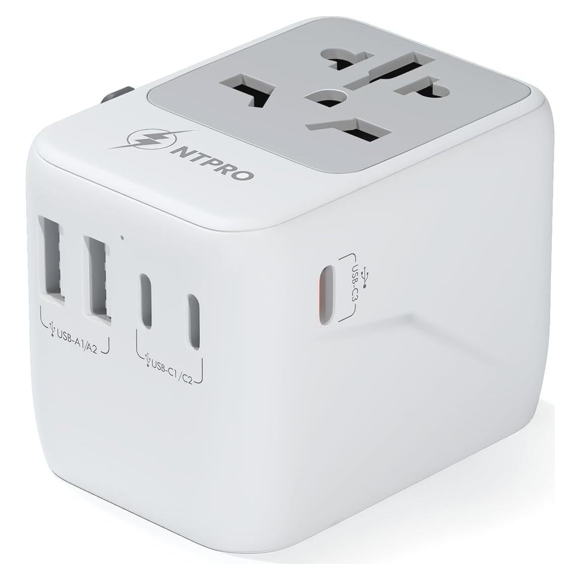 Adaptador de Viaje Universal NTPRO 6 en 1 2500W 10A USB-C