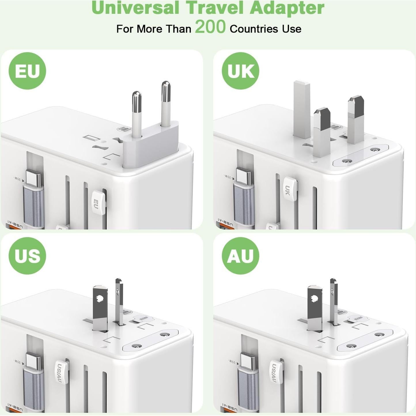 Adaptador de Viaje Universal 35W DONGGUAN 4 Puertos USB-C