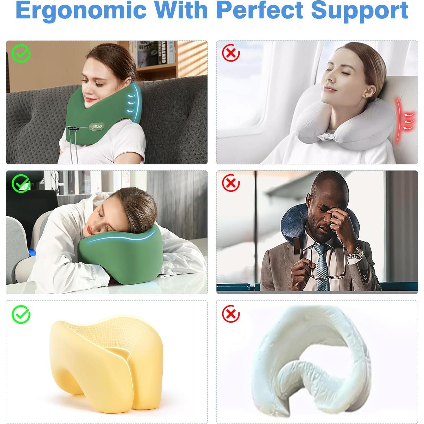 Almohada de Cuello de Viaje Jiaao KSNP0025 Espuma Viscoelástica