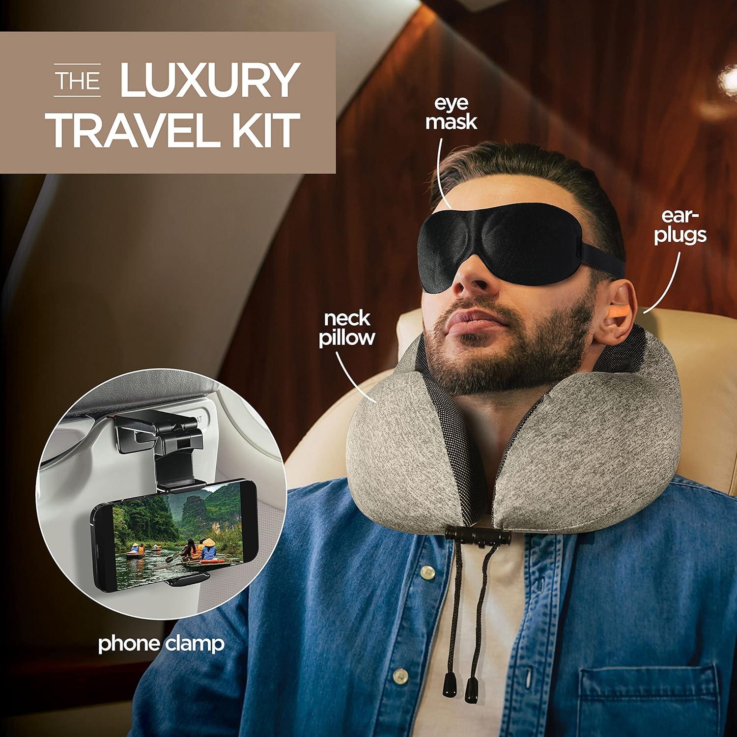 Kit de Viaje Homeify 4 Piezas - Almohada de Cuello y Más