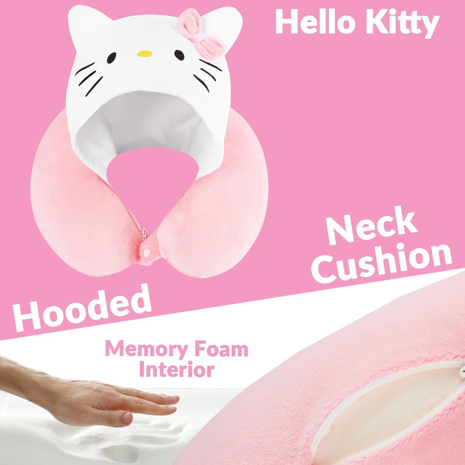 Almohada de Viaje Hello Kitty con Capucha - Espuma de Memoria