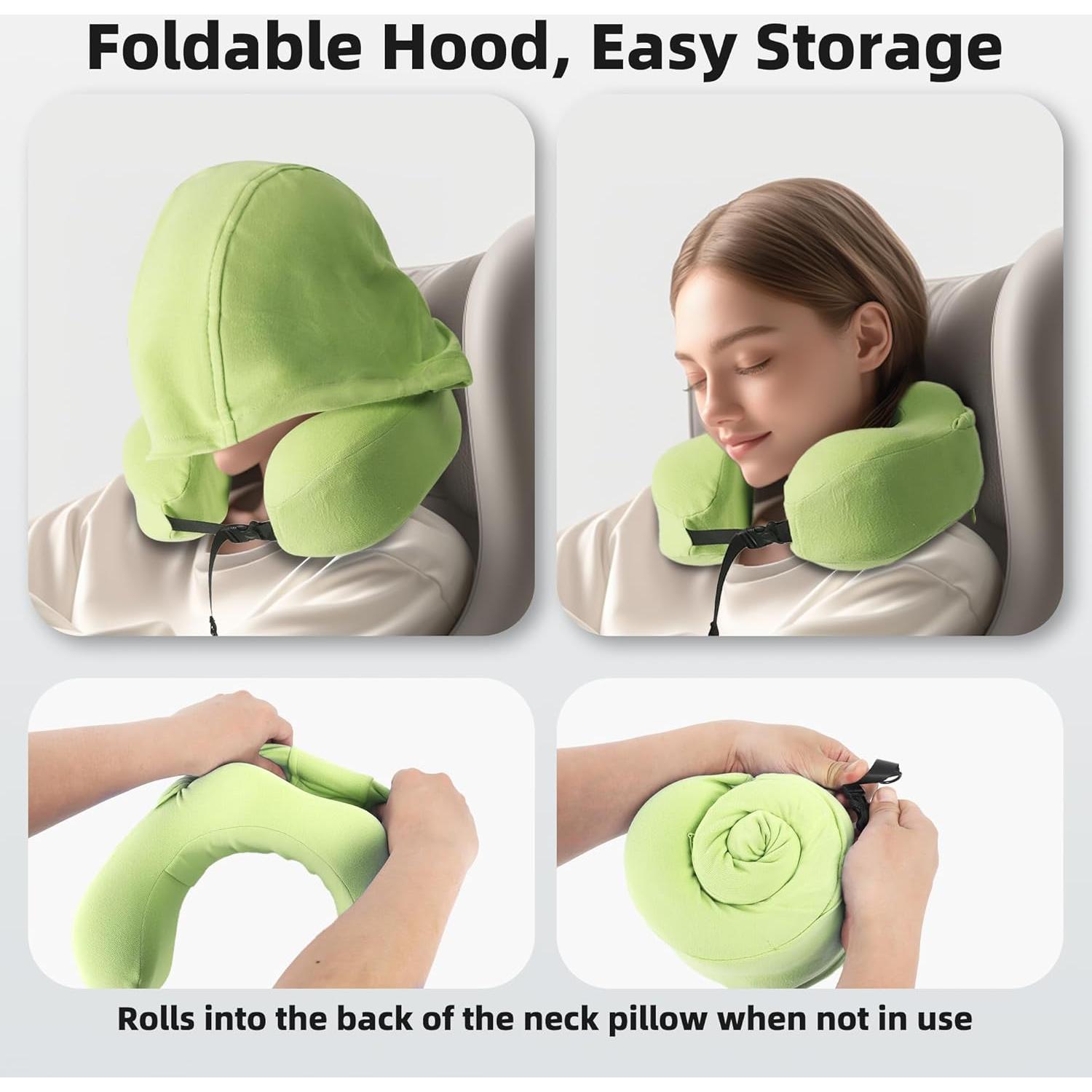 Almohada de Viaje con Capucha ALLINCOZY - Espuma de Memoria