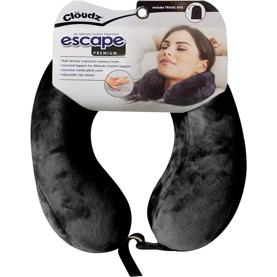 Almohada de Viaje Cloudz Escape Espuma Viscoelástica Negra