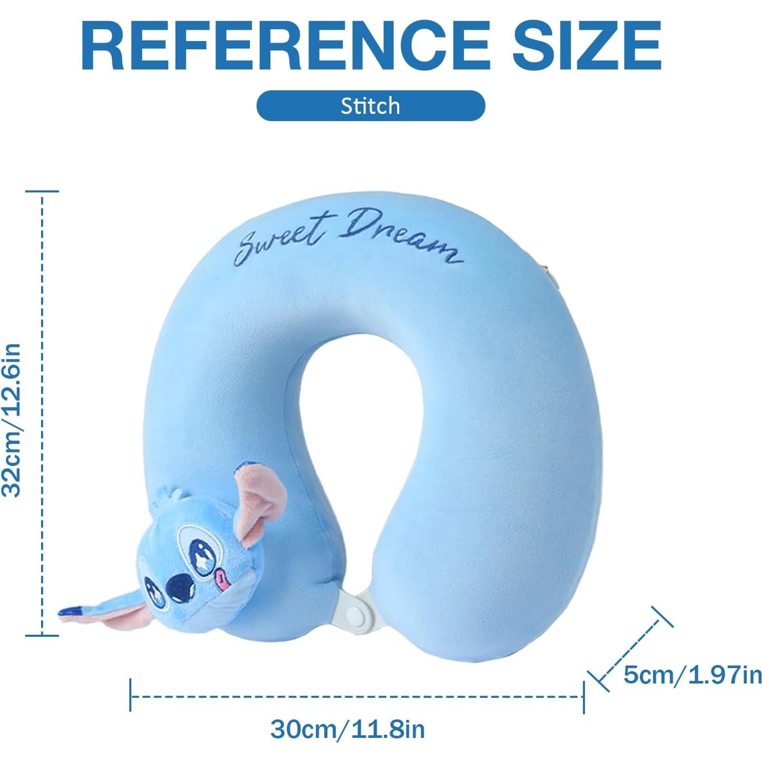 Almohada de Cuello Disney Stitch - Algodón de Memoria Azul