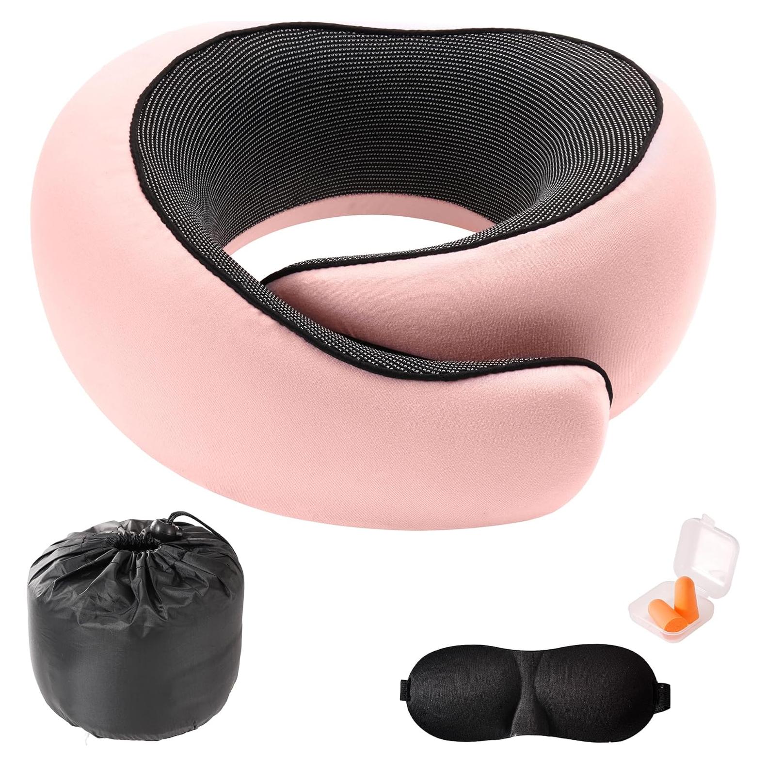 Almohada de Viaje Tri-tra Rosa con Espuma Memoria 15x12cm