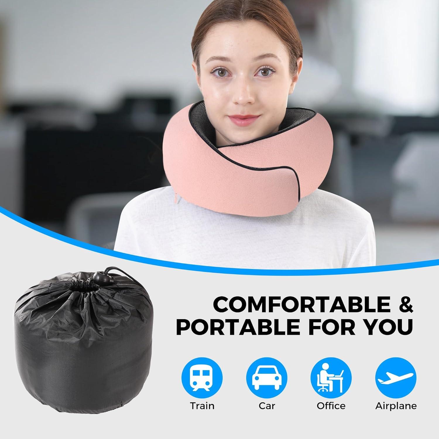 Almohada de Viaje Tri-tra Rosa con Espuma Memoria 15x12cm