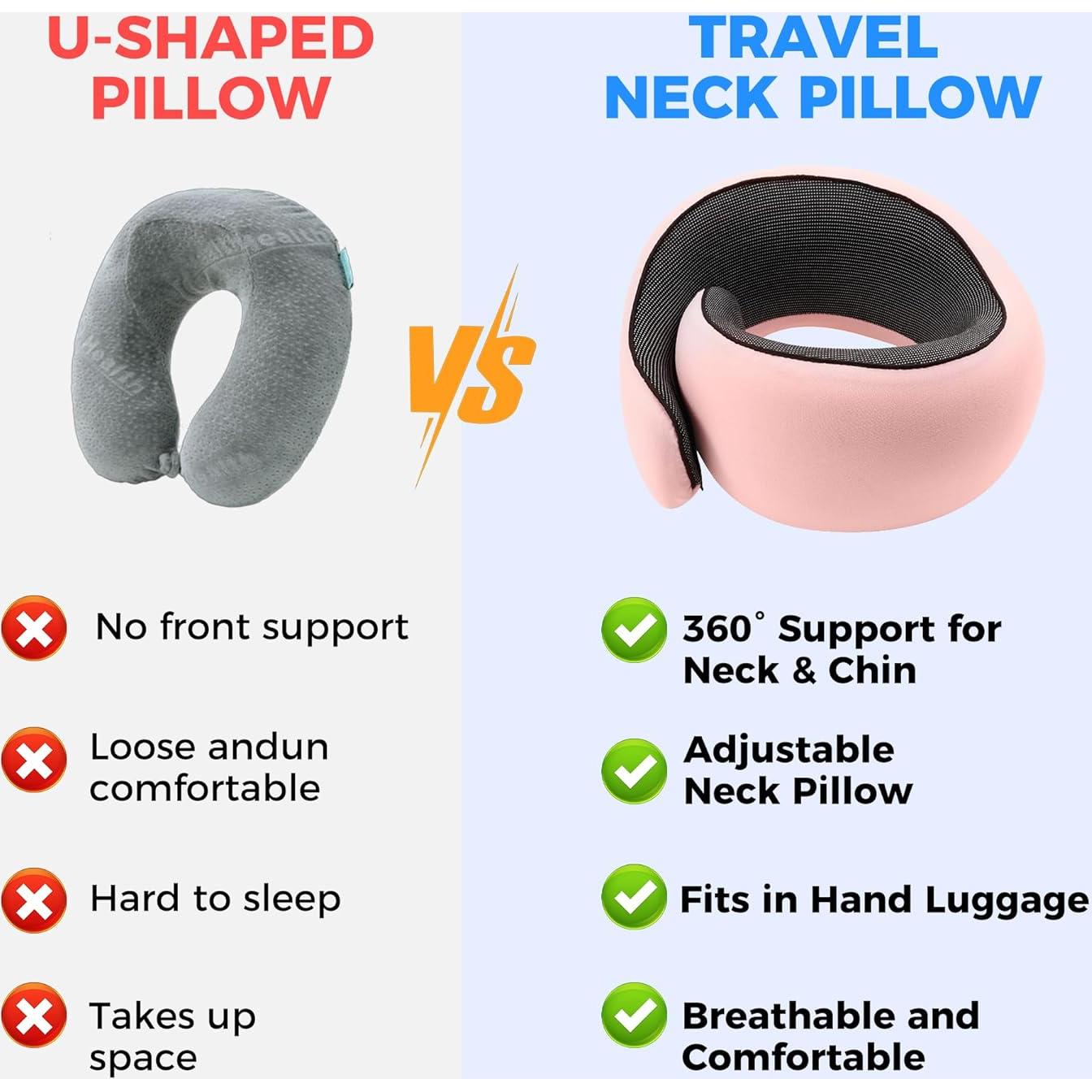 Almohada de Viaje Tri-tra Rosa con Espuma Memoria 15x12cm