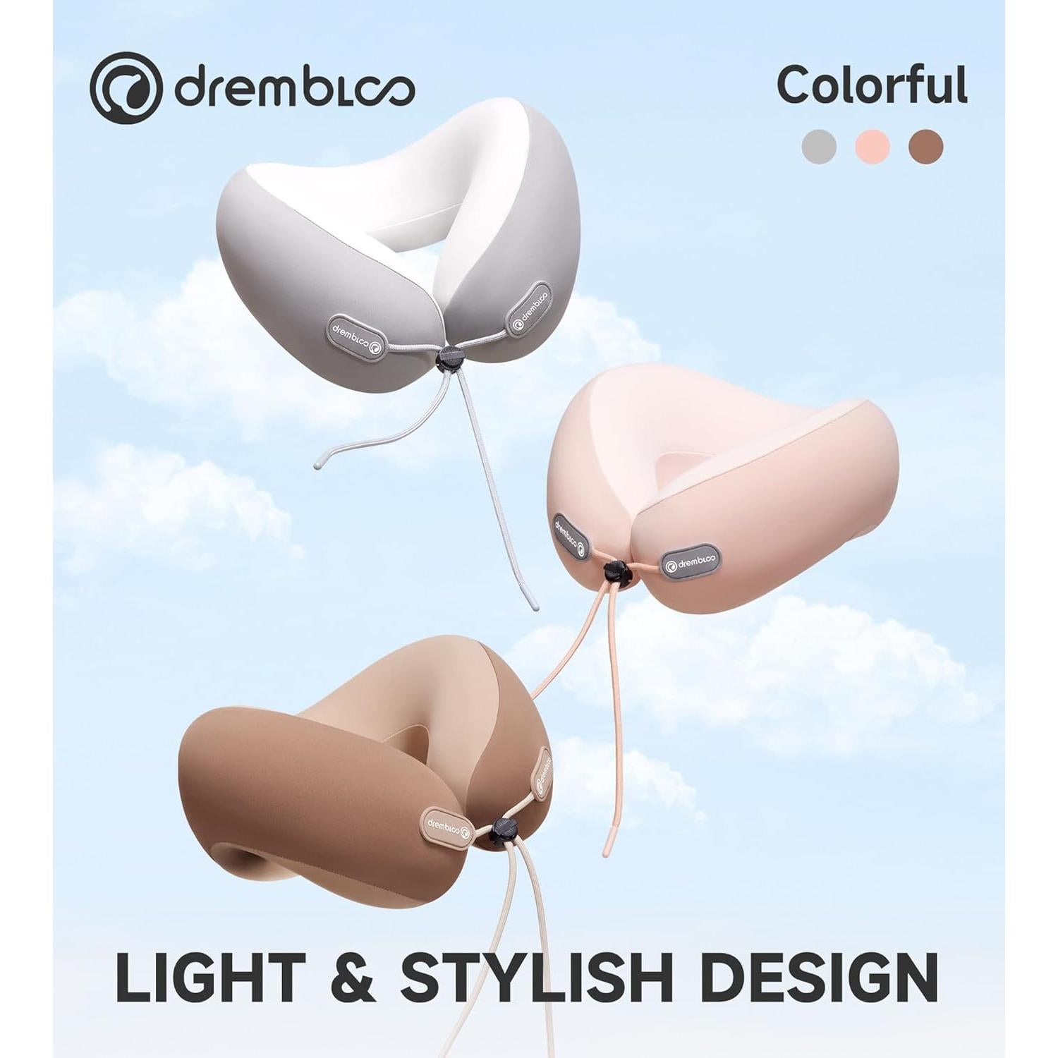 Almohada de viaje Drembloo ergonómica viscoelástica gris