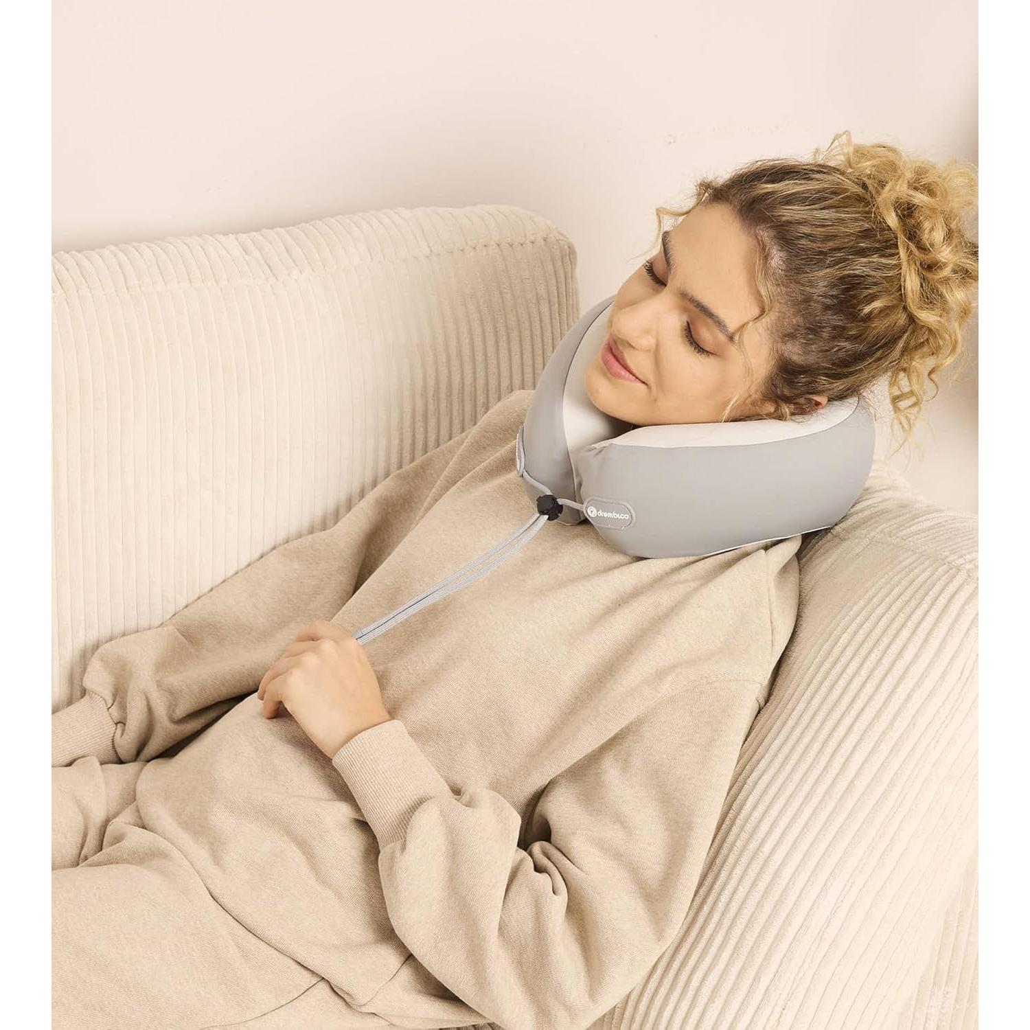 Almohada de viaje Drembloo ergonómica viscoelástica gris