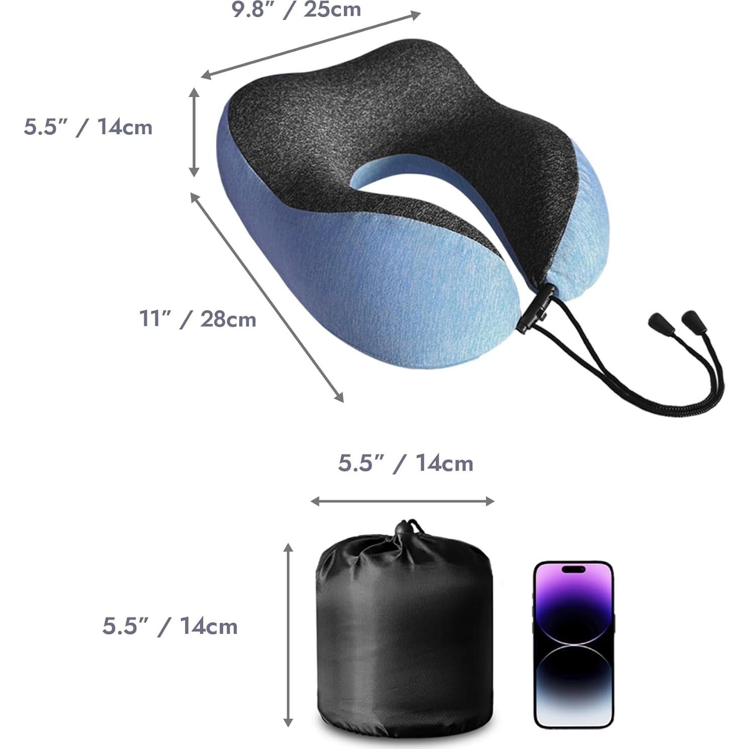 Almohada de Viaje Ergonómica ODT UK - Espuma Viscoelástica Alta