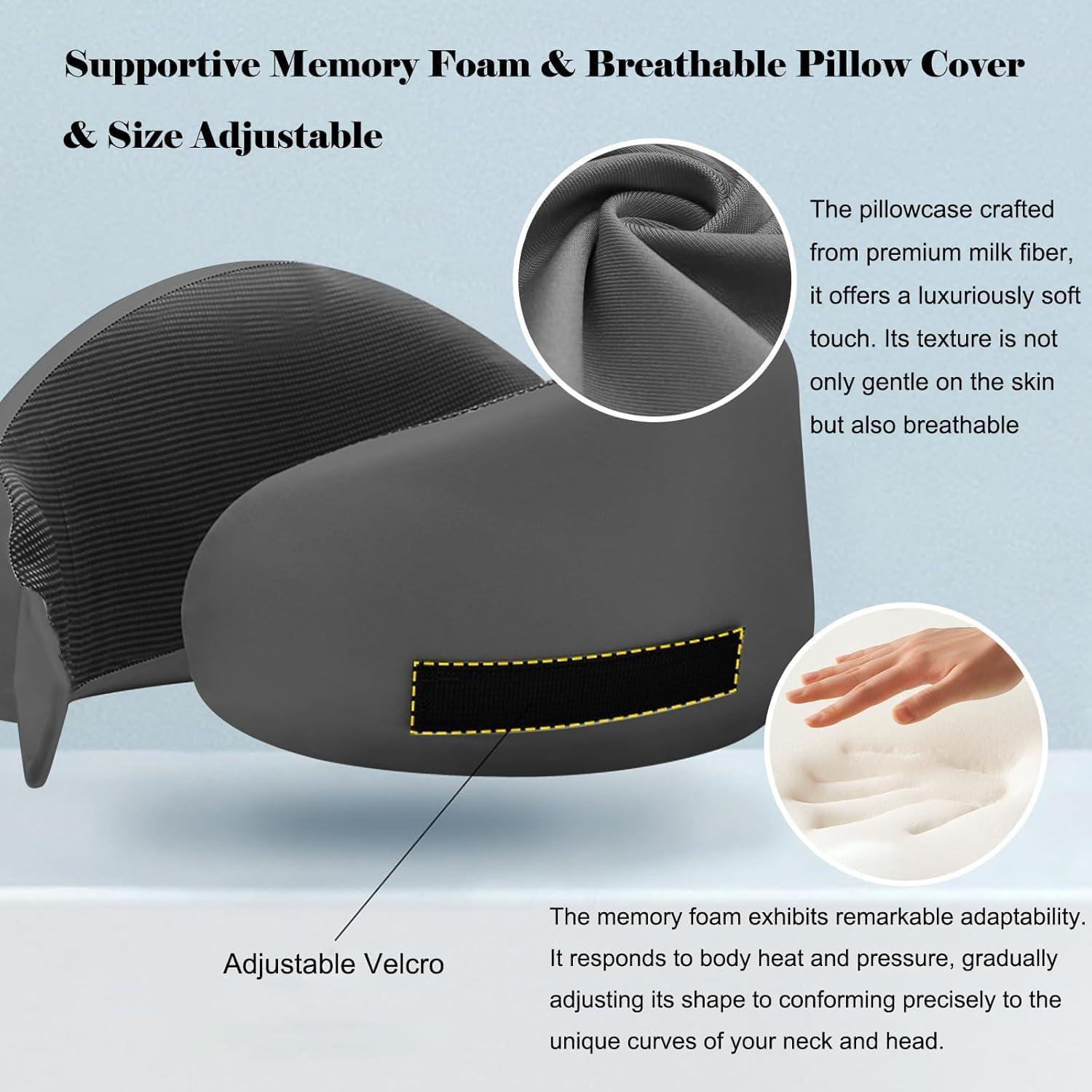 Almohada de Viaje Ajustable Waadiot VTP01DG Espuma Memoria