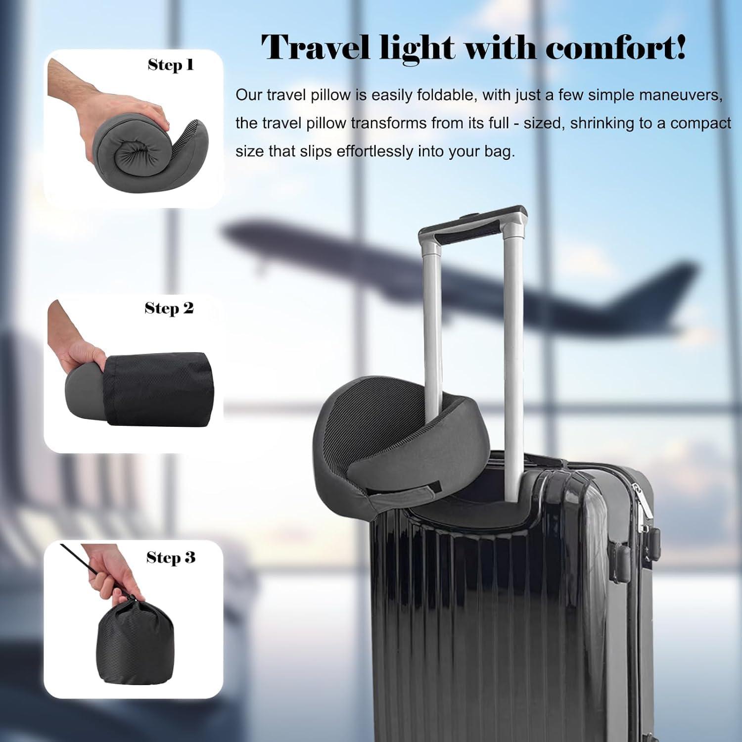 Almohada de Viaje Ajustable Waadiot VTP01DG Espuma Memoria