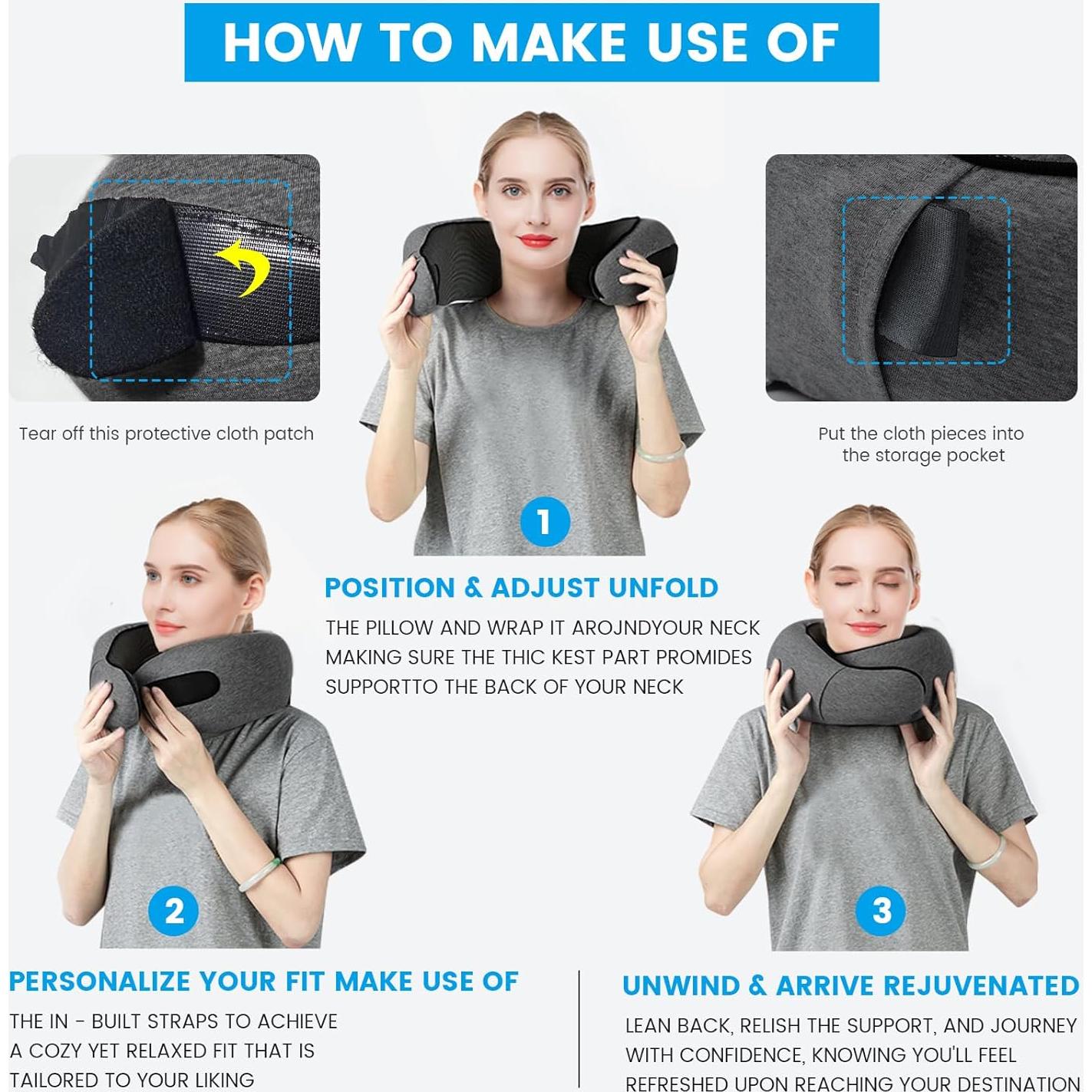 Almohada de Viaje PETRALUX con Soporte Ergonómico y Accesorios