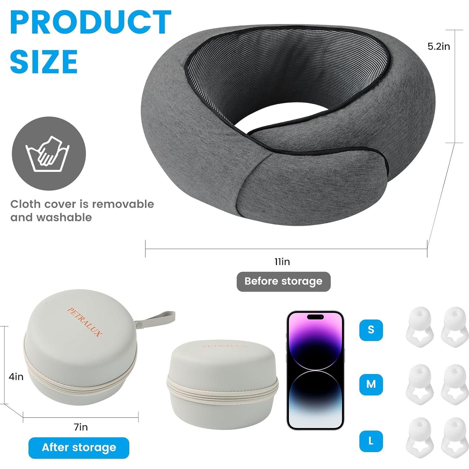 Almohada de Viaje PETRALUX con Soporte Ergonómico y Accesorios