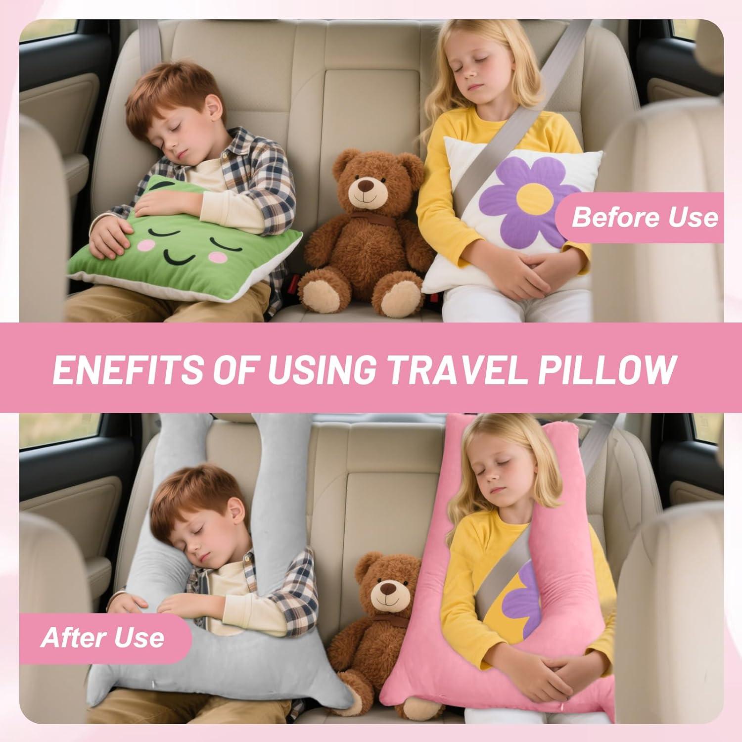 Almohada de Coche CroYumert Rosa para Niños - Espuma Viscoelástica