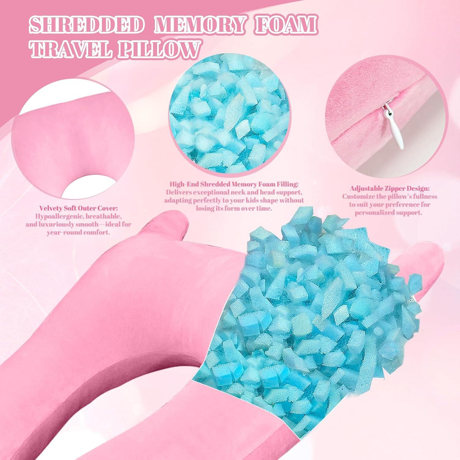 Almohada de Coche CroYumert Rosa para Niños - Espuma Viscoelástica