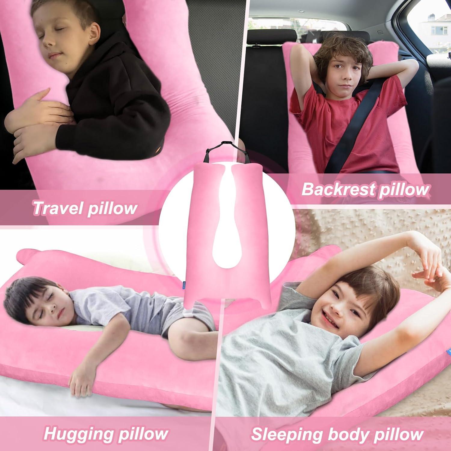 Almohada de Coche CroYumert Rosa para Niños - Espuma Viscoelástica