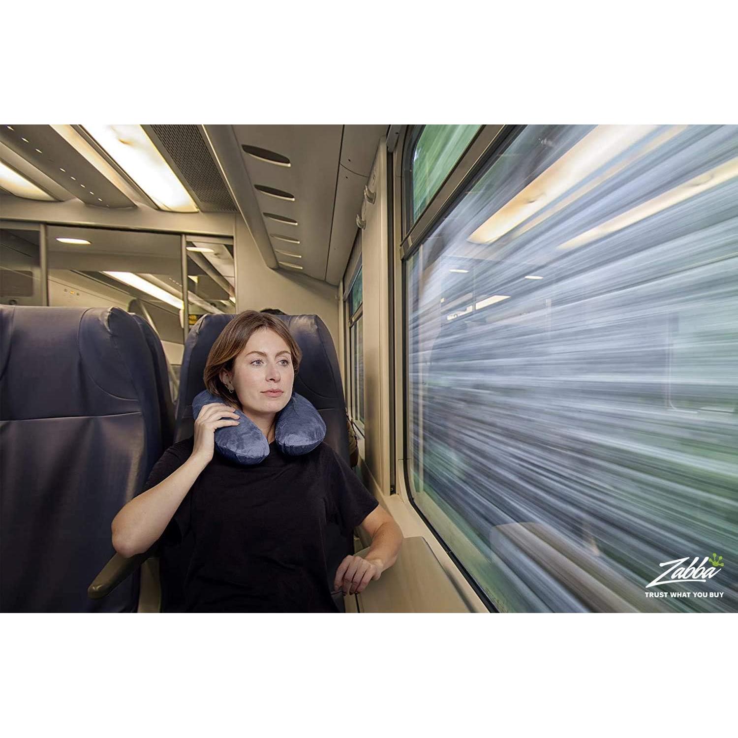 Almohada de Cuello de Viaje Crafty World Espuma de Memoria Azul