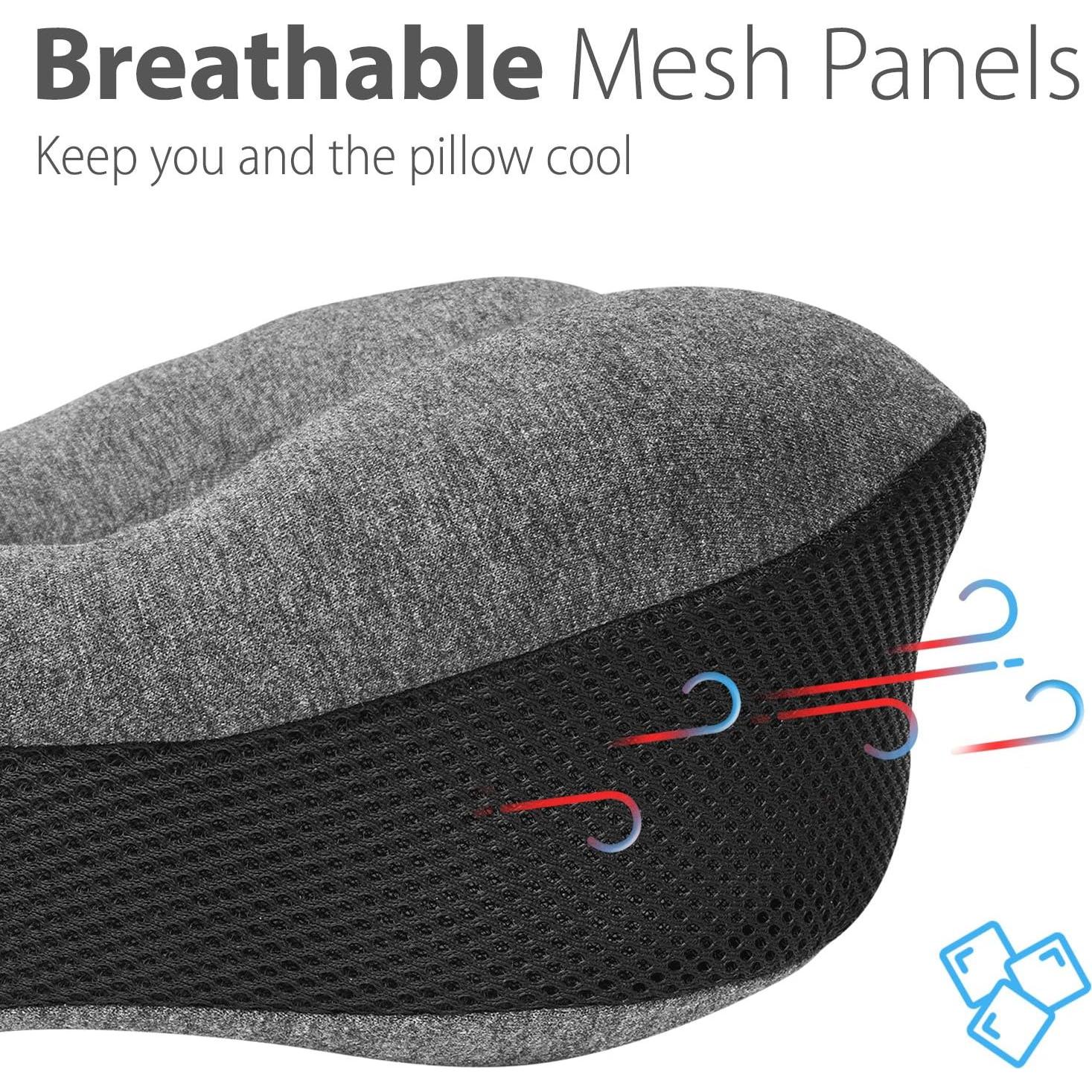 Almohada de Viaje Fosmon Espuma Viscoelástica Ajustable 27x24cm