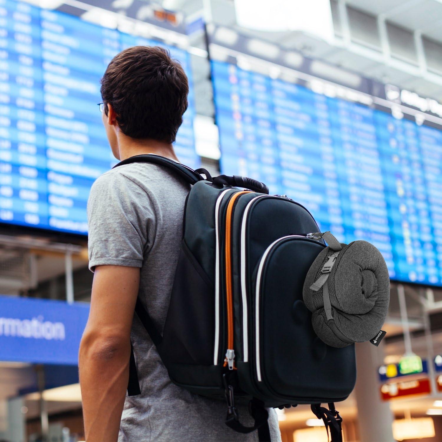 Almohada de Viaje Fosmon Espuma Viscoelástica Ajustable 27x24cm