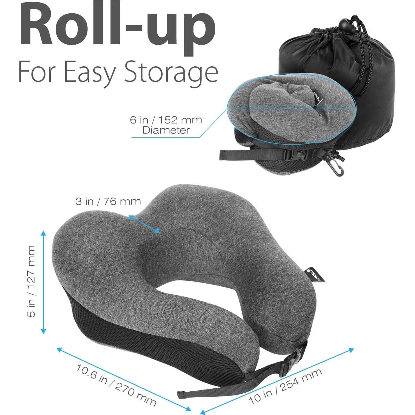 Almohada de Viaje Fosmon Espuma Viscoelástica Ajustable 27x24cm