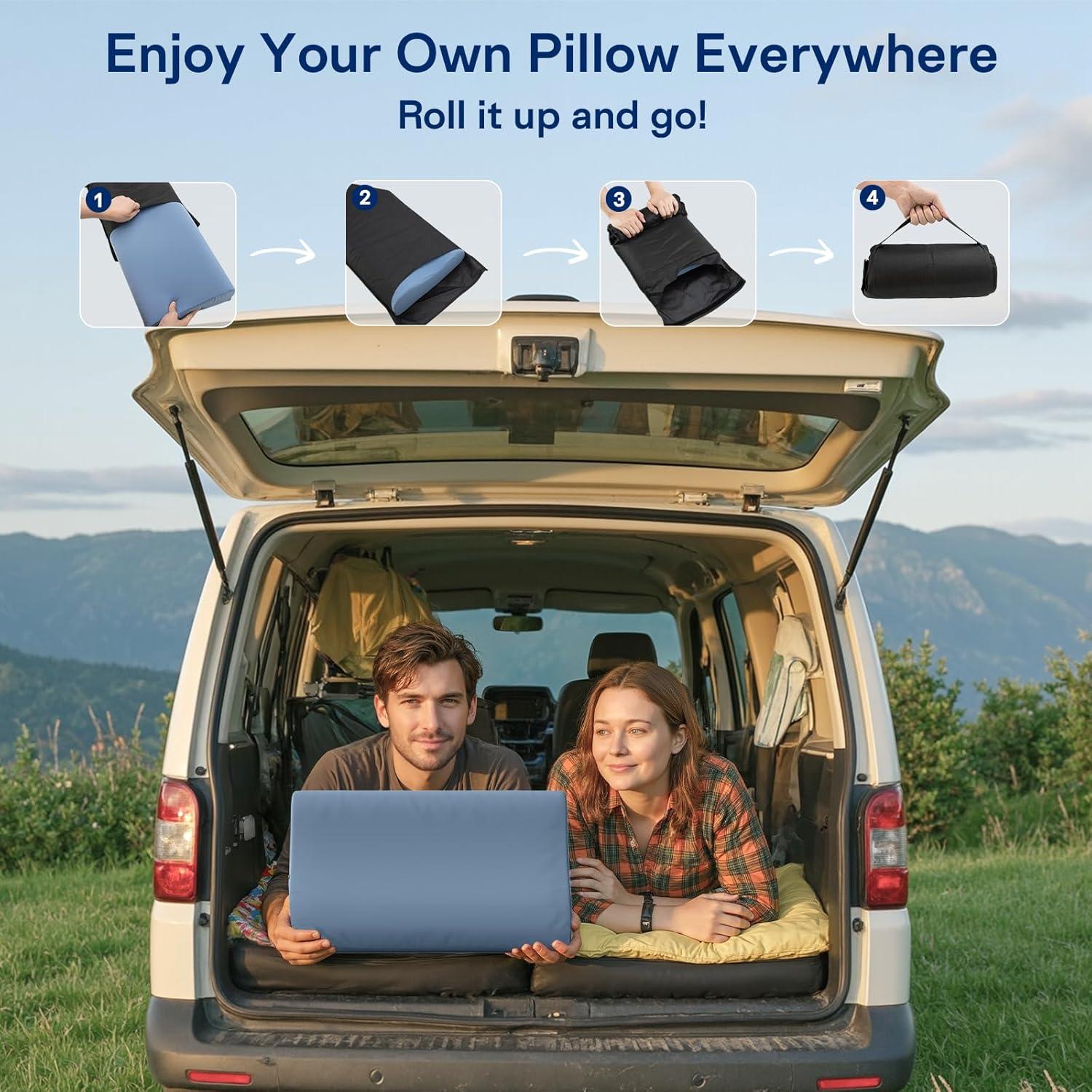 Cojín de Camping Ruizman de Espuma Viscoelástica Azul 50.8x30.5cm