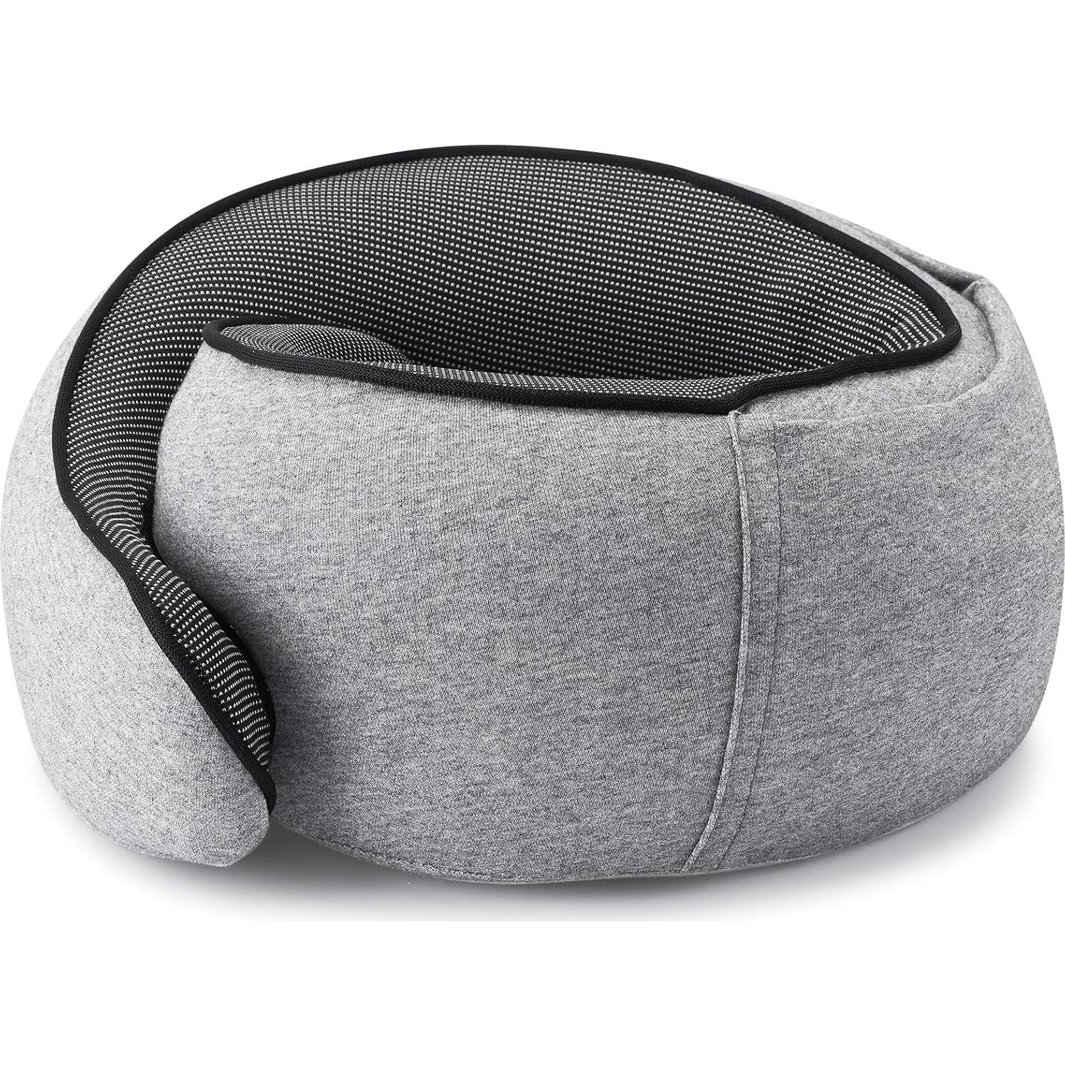 Almohada de Viaje MIAGLACE AirTraveler Hood con Capucha Gris Claro