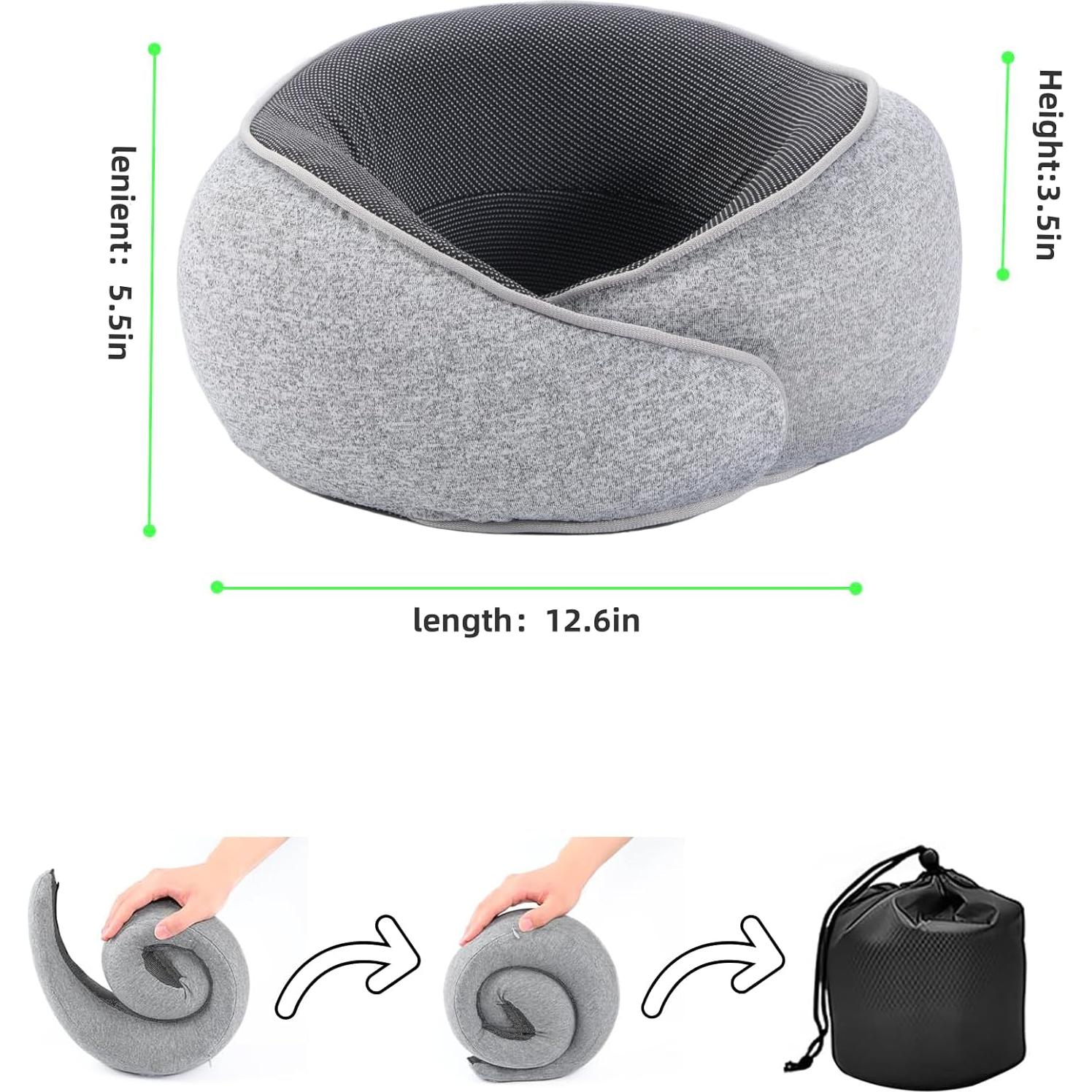 Almohada de Viaje WYCWYQDR Espuma de Memoria Gris 427g