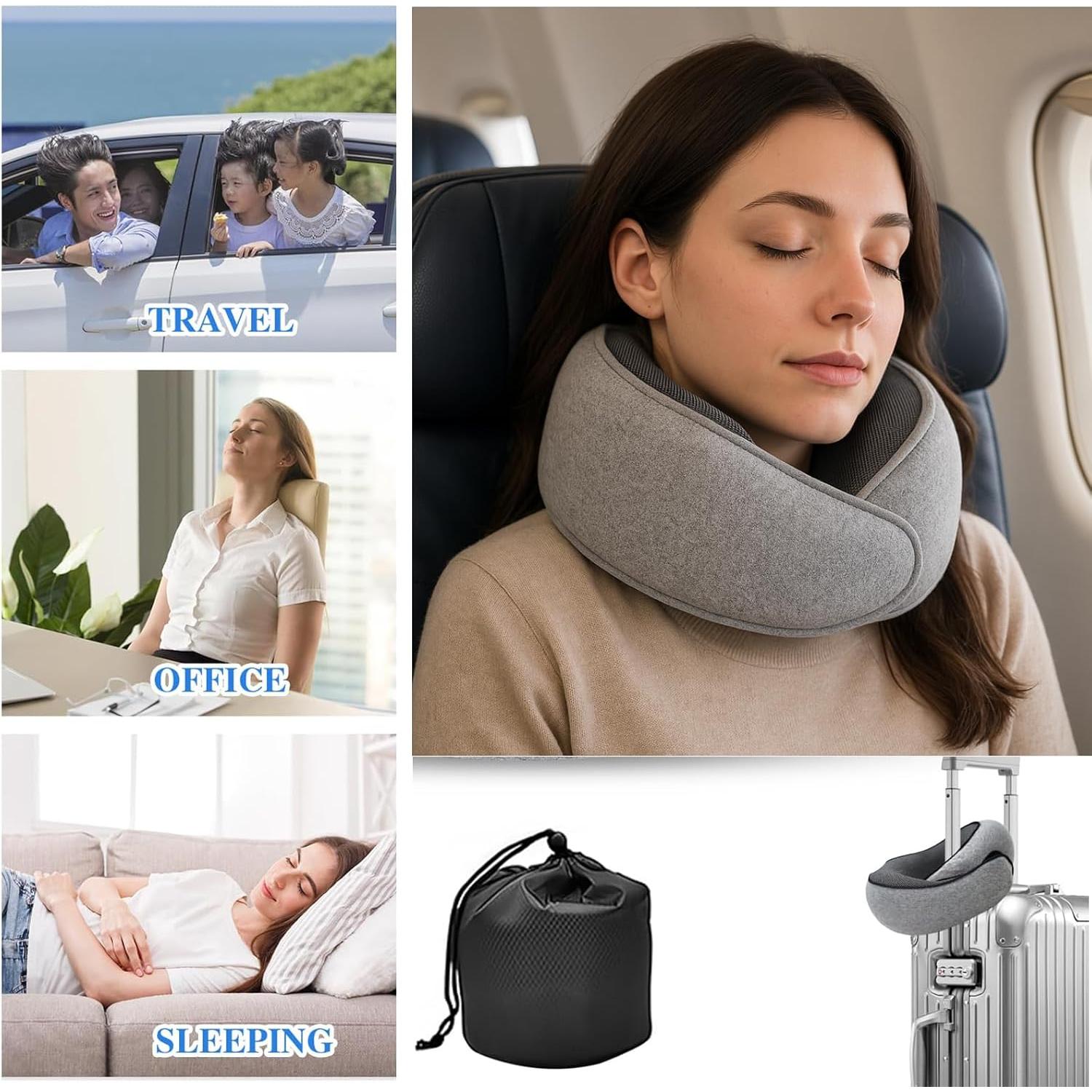 Almohada de Viaje WYCWYQDR Espuma de Memoria Gris 427g