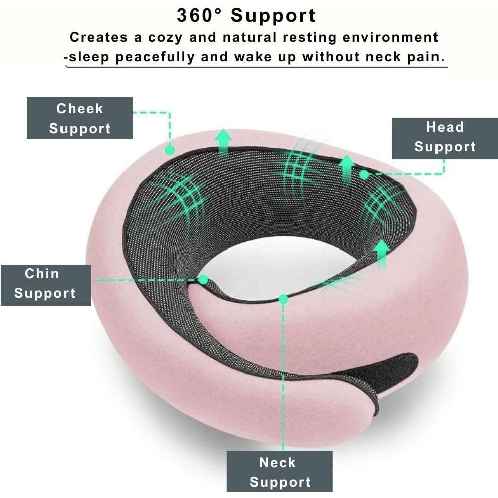 Almohada de Viaje TornadoZ Rosa Espuma de Memoria 360°