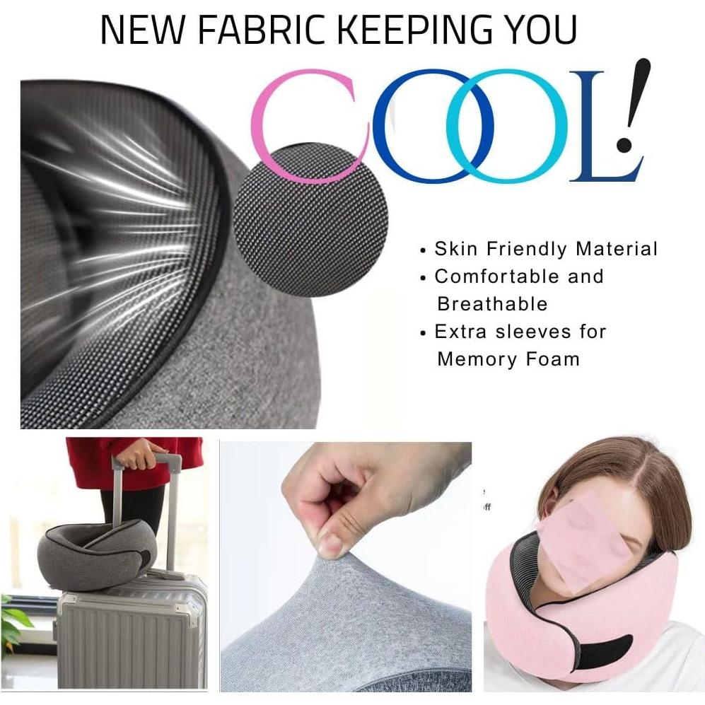 Almohada de Viaje TornadoZ Rosa Espuma de Memoria 360°