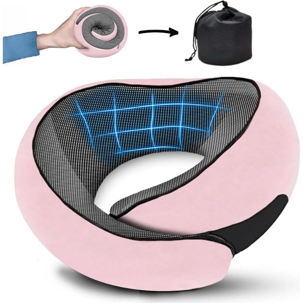 Almohada de Viaje TornadoZ Rosa Espuma de Memoria 360°