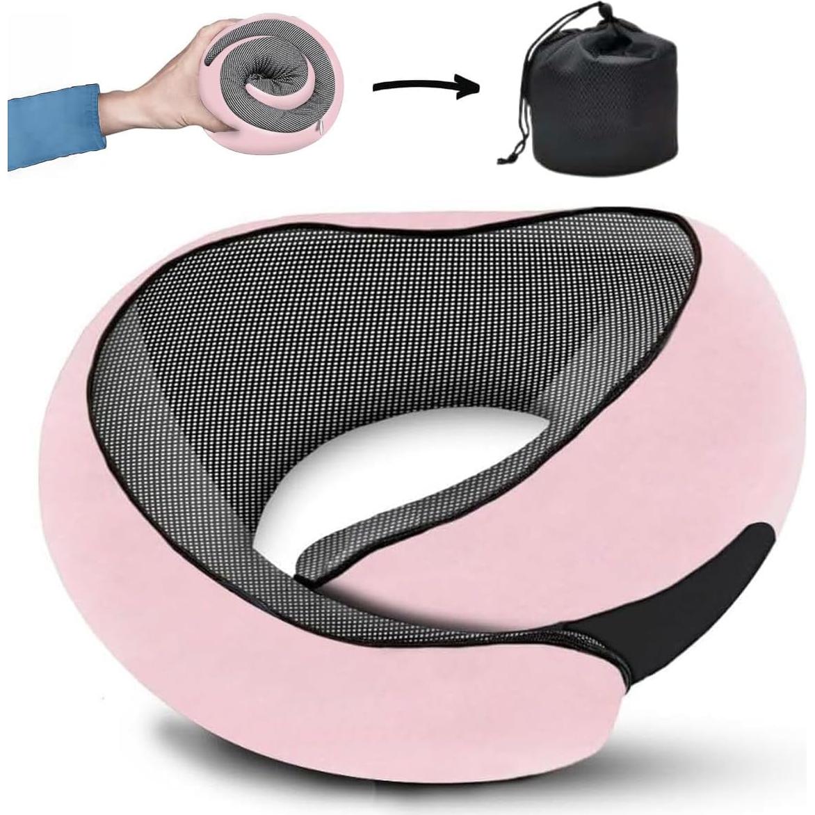 Almohada de Viaje TornadoZ Rosa Espuma de Memoria 360°