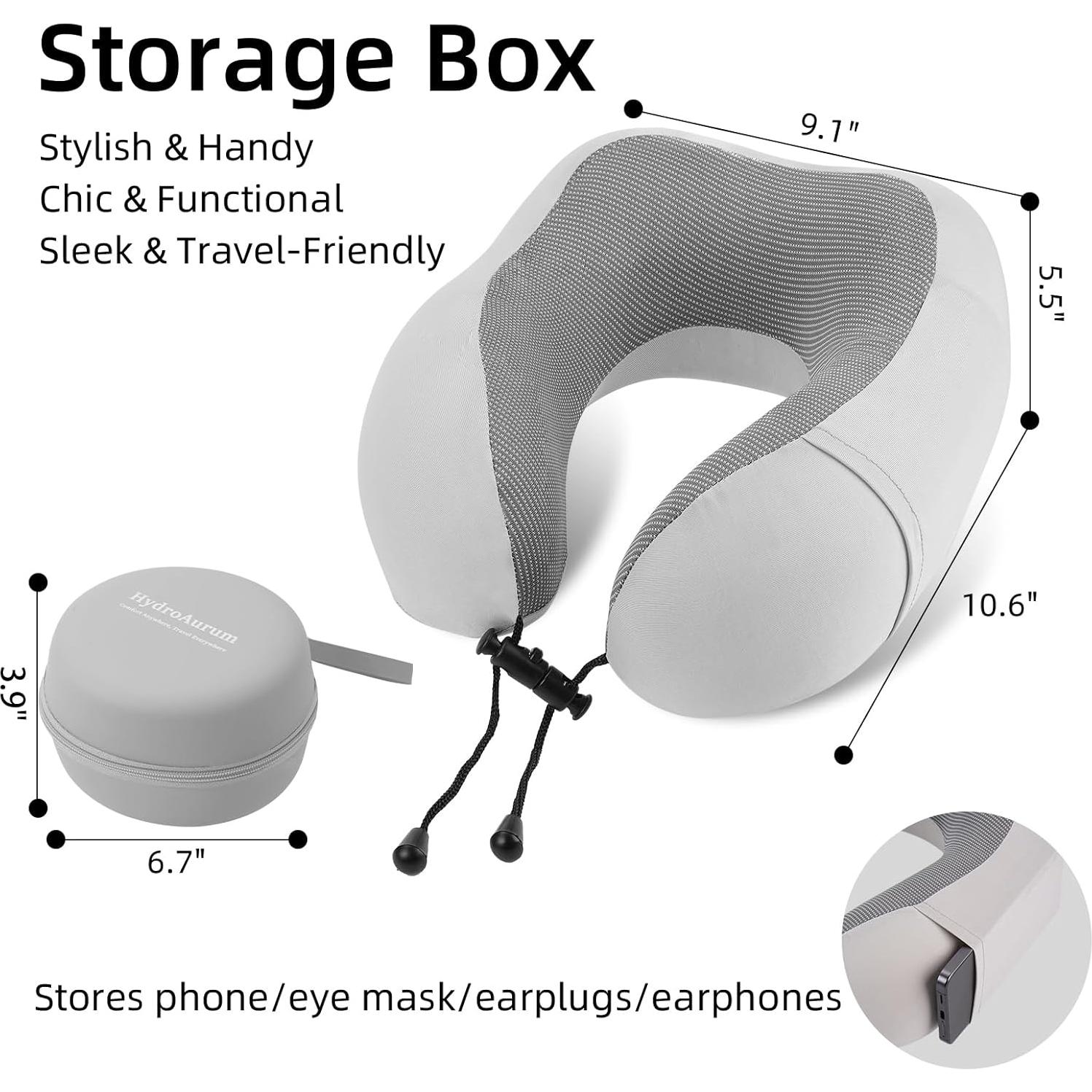 Almohada de Viaje HydroAurum Espuma de Memoria Ergonómica 370g