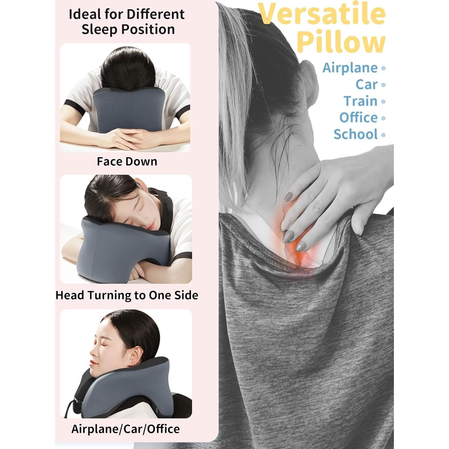 Almohada de viaje TRMFUSA 2 en 1 Espuma Viscoelástica Ajustable